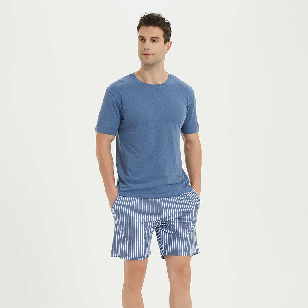 Pijama curto masculino Eliot em algodão índigo