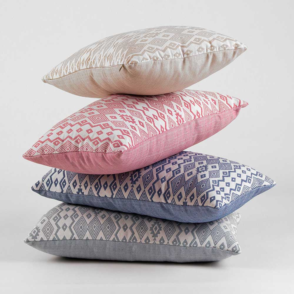 ALMOFADA JACQUARD MADRAS BEGE - CAPA + ENCHIMENTO