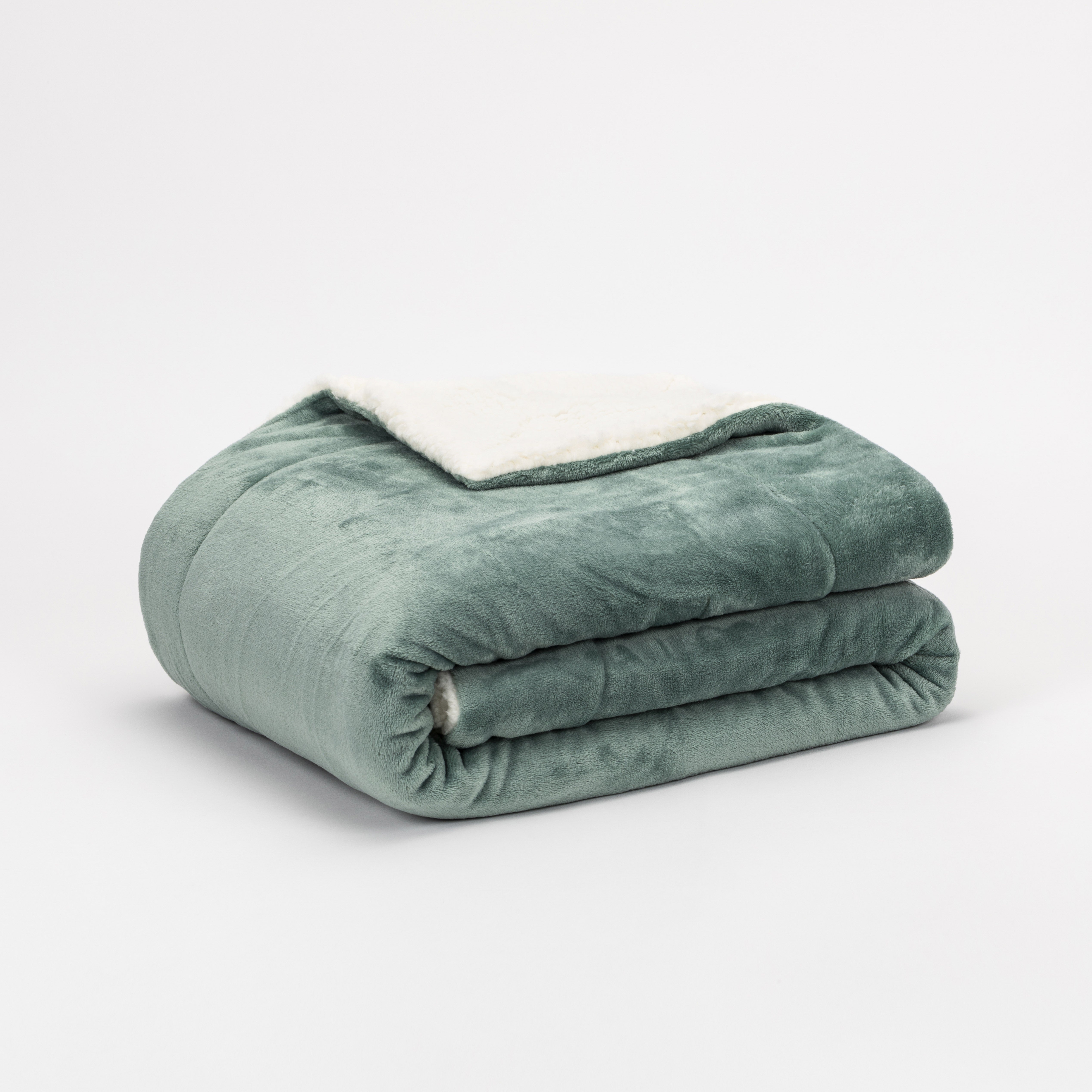 Manta francesa de veludo sherpa verde