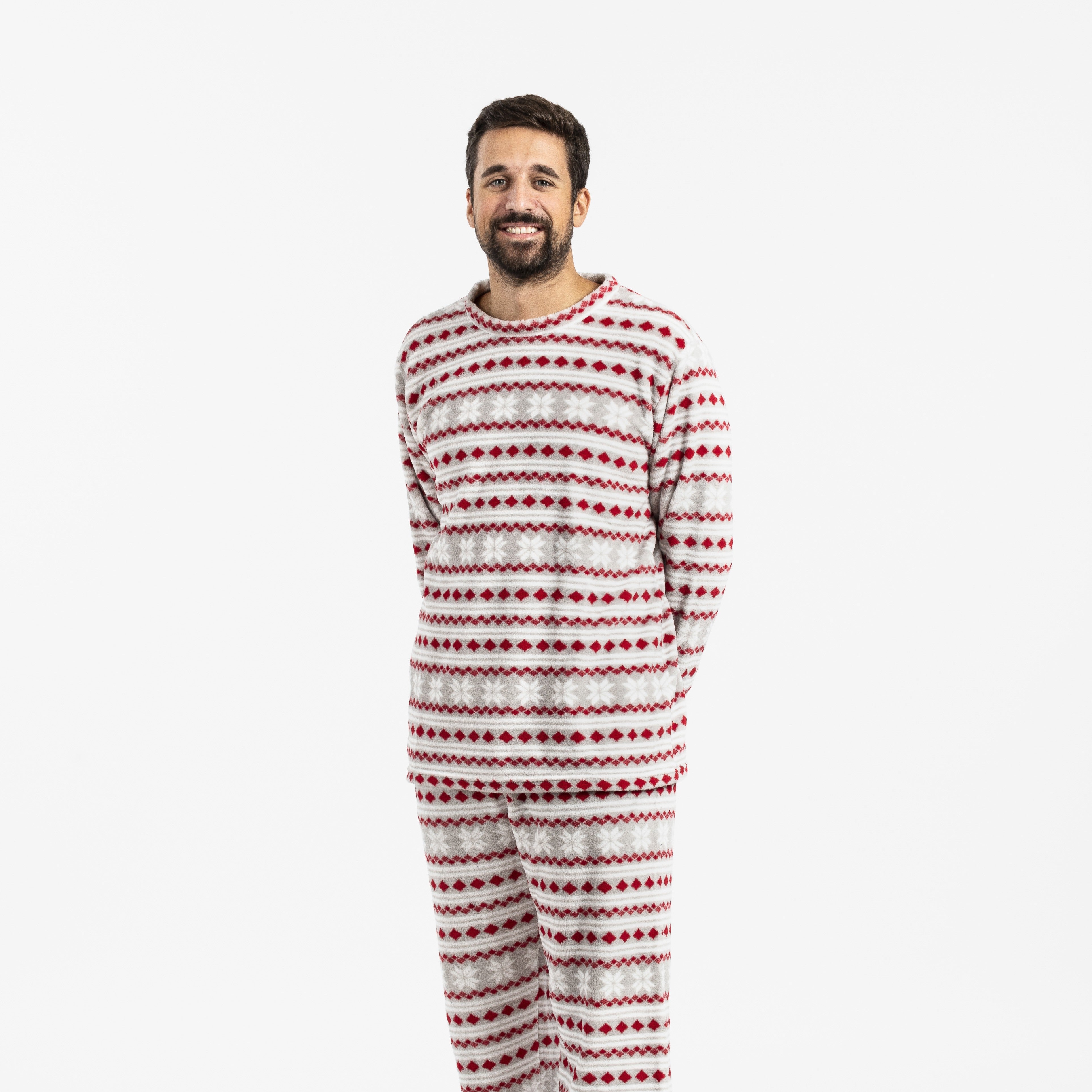 Pijama masculino de lã coral, Filipo vermelho