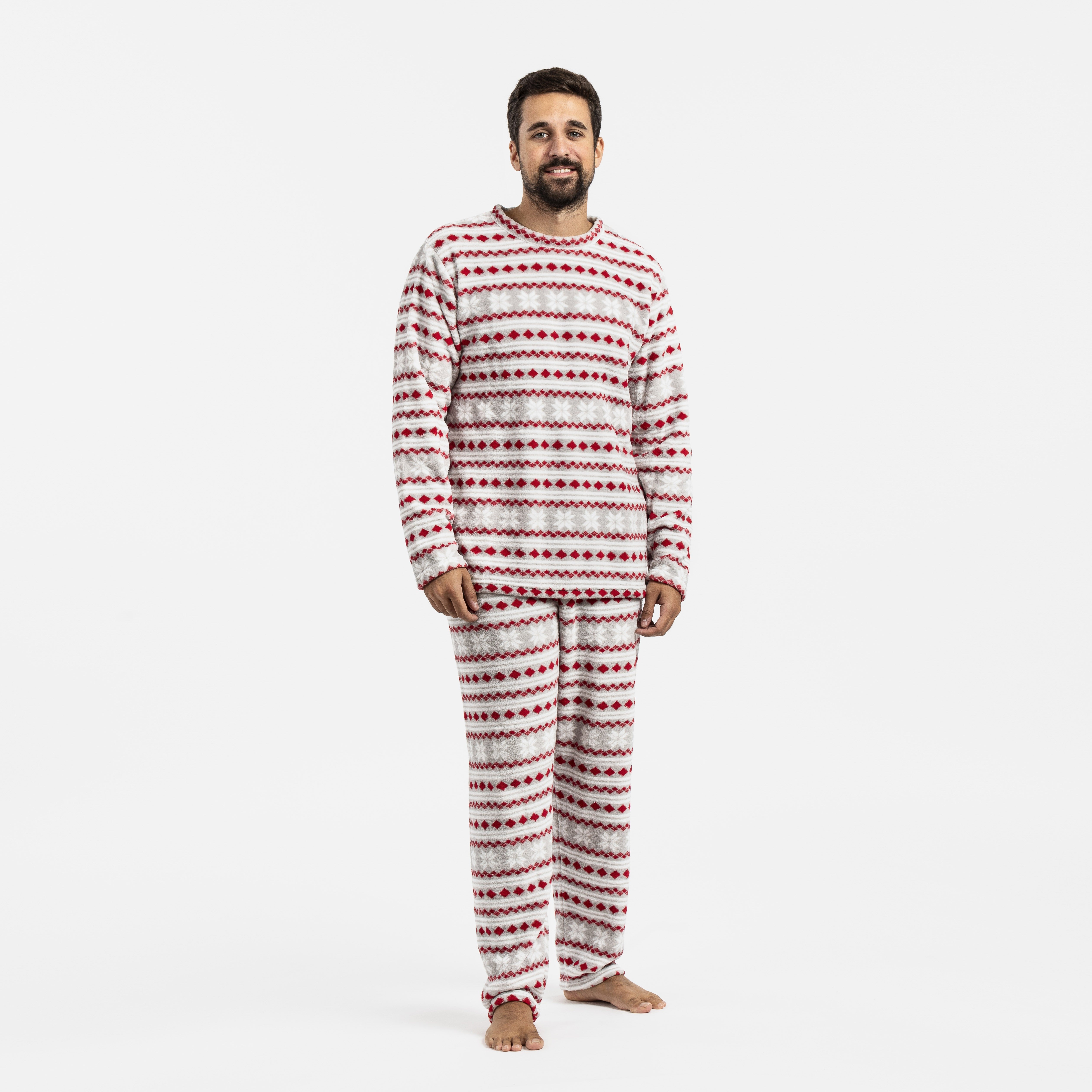 Pijama masculino de lã coral, Filipo vermelho