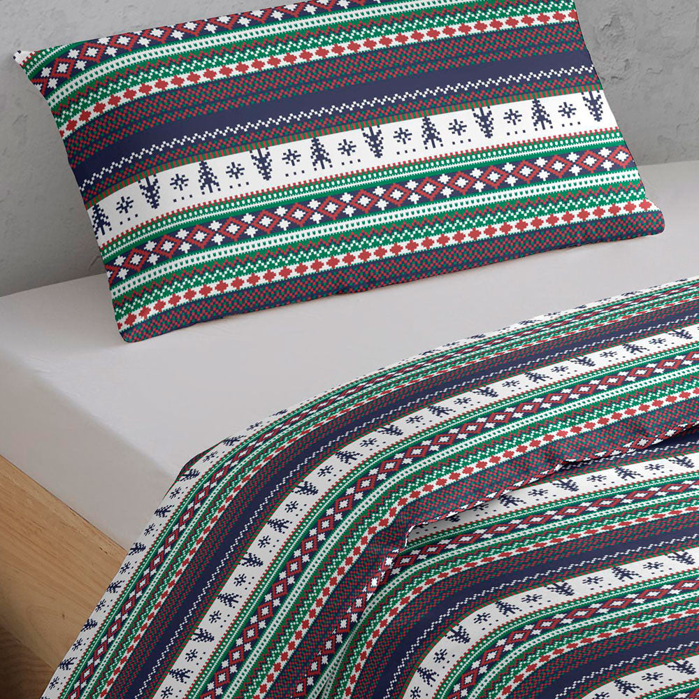 Capa de edredom de algodão natalina para solteiro