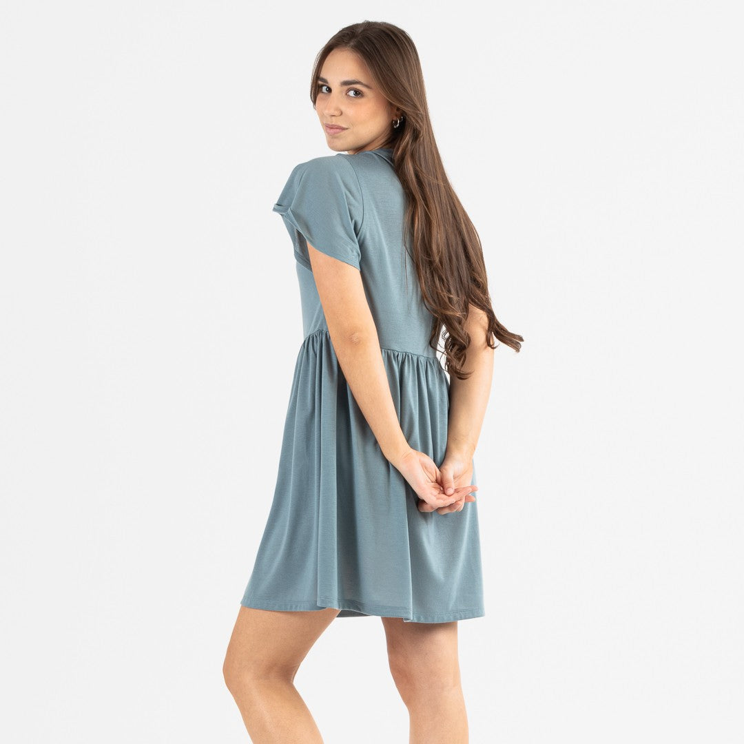 Camisola de dormir azul-petróleo de mangas curtas