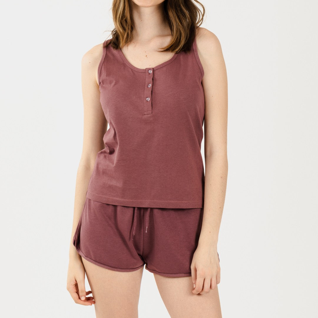 Conjunto de moletom feminino com shorts cor berinjela