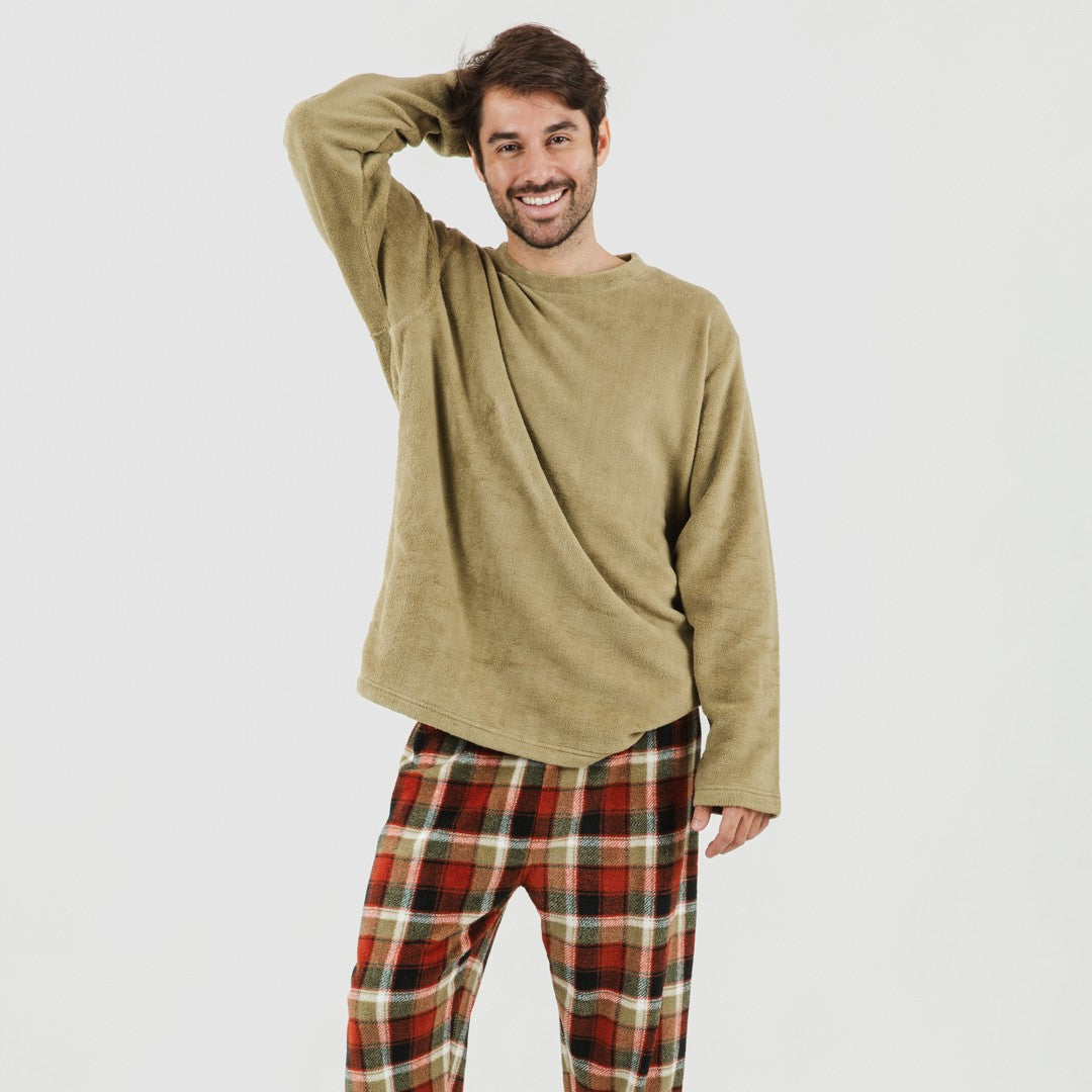 Pijama coral masculino verde Lucho