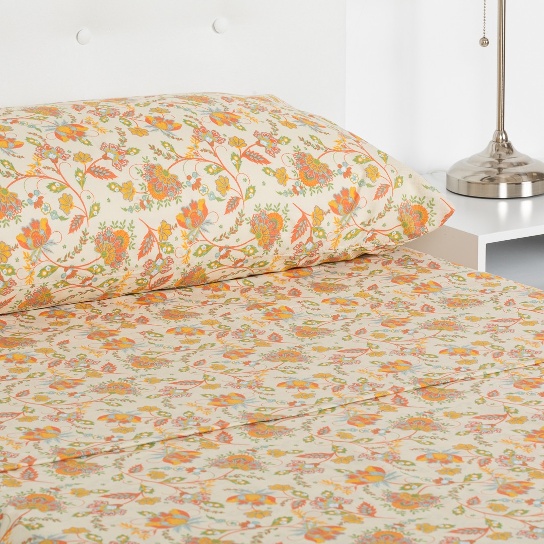 Jogo de lençol de algodão Sentimiento cor telha