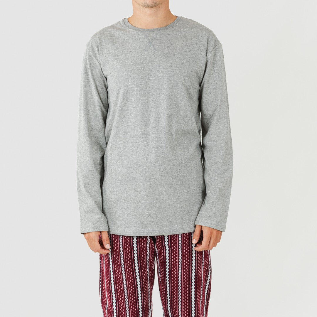 Pijama de flanela masculino Cronos, cor bordô