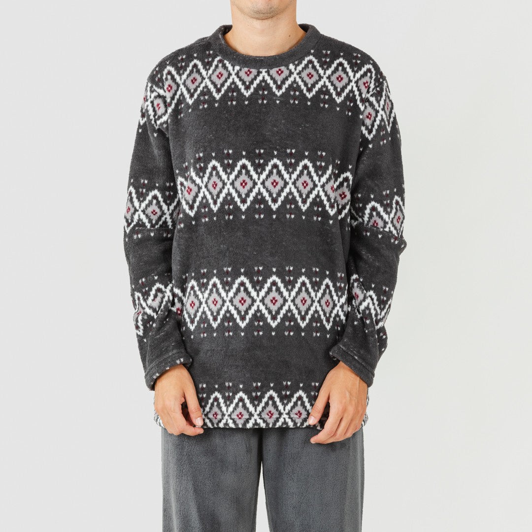 Pijama masculino Andros em fleece coral, cinza