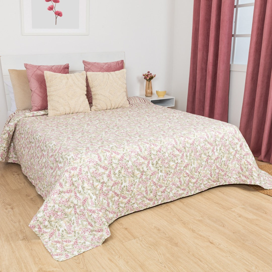 Colcha Nora rosa malva