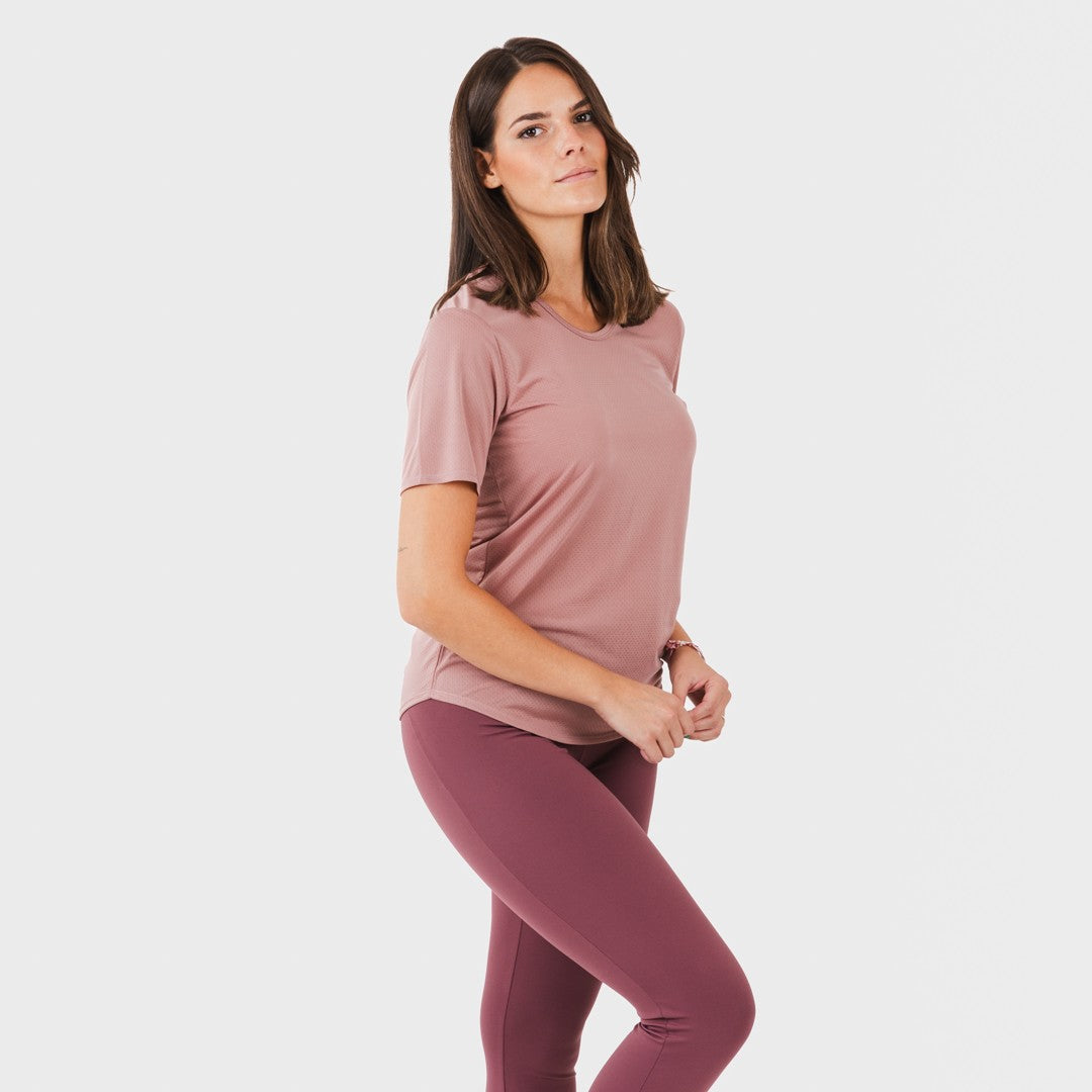 Conjunto esportivo feminino de leggings compridas na cor malva - berinjela