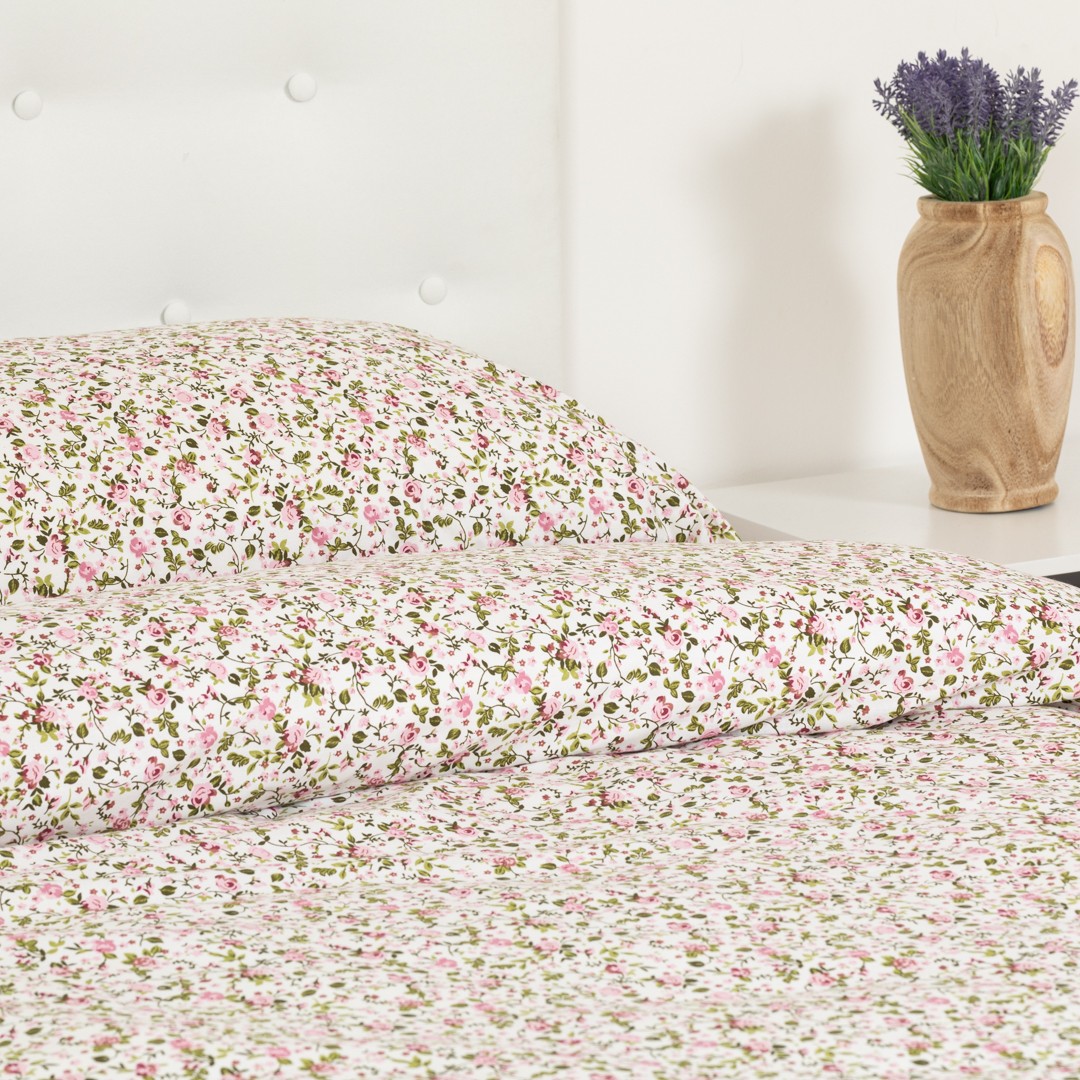 Capa nórdica de algodão rosa Pia