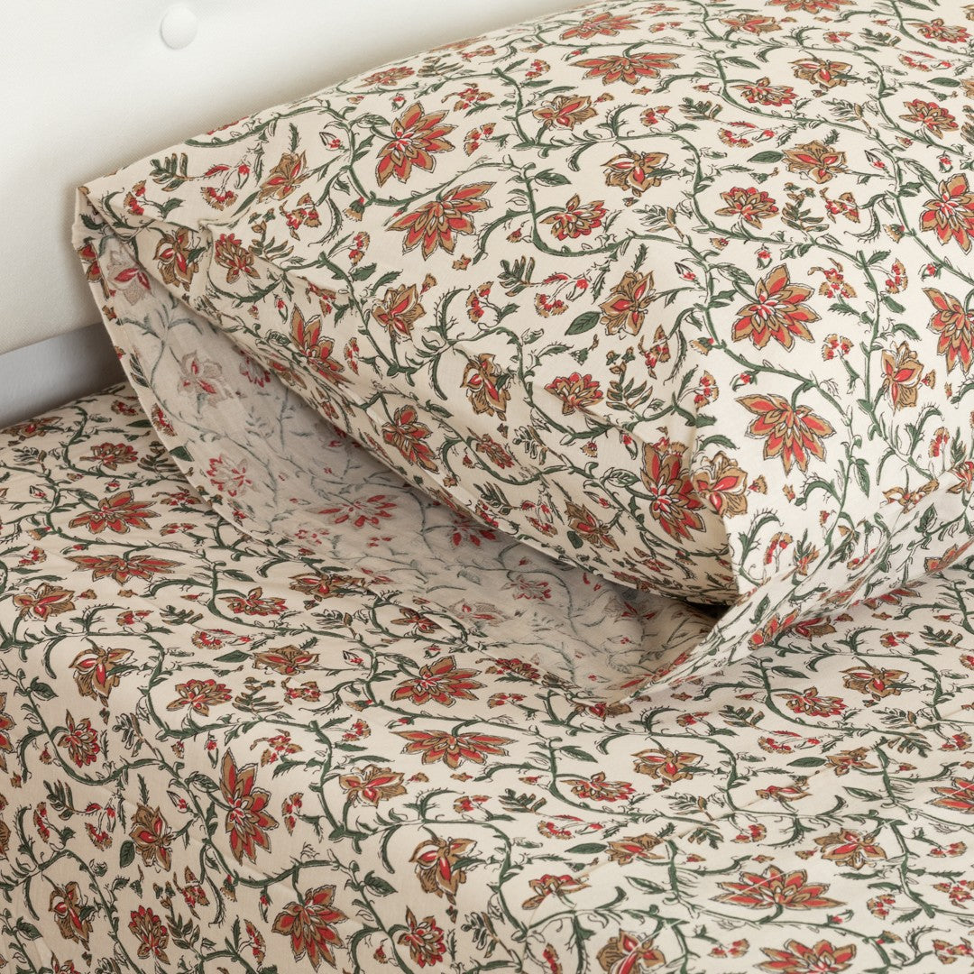 Jogo de lençóis algodão Isabel cor telha