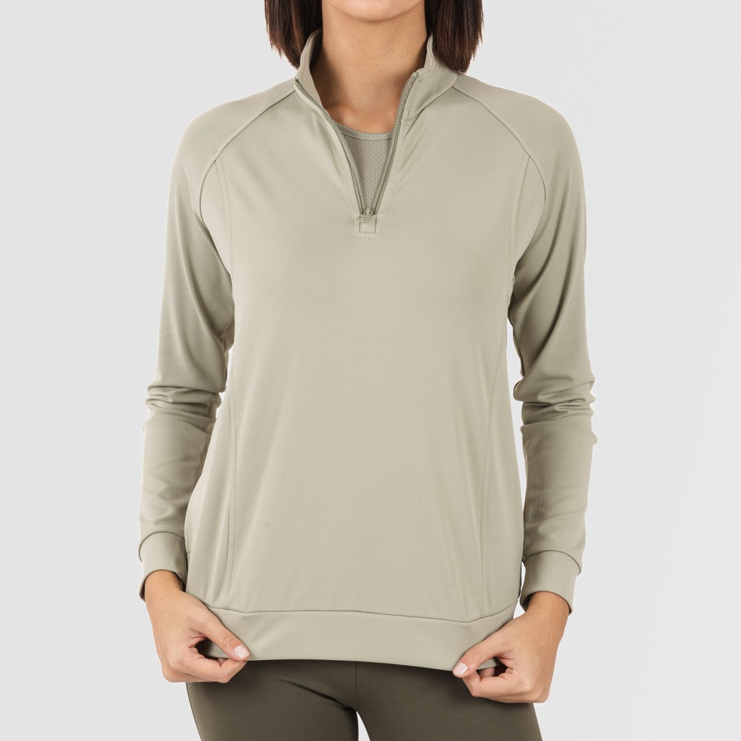 Moletom esportivo feminino com zíper e bolso, verde folha