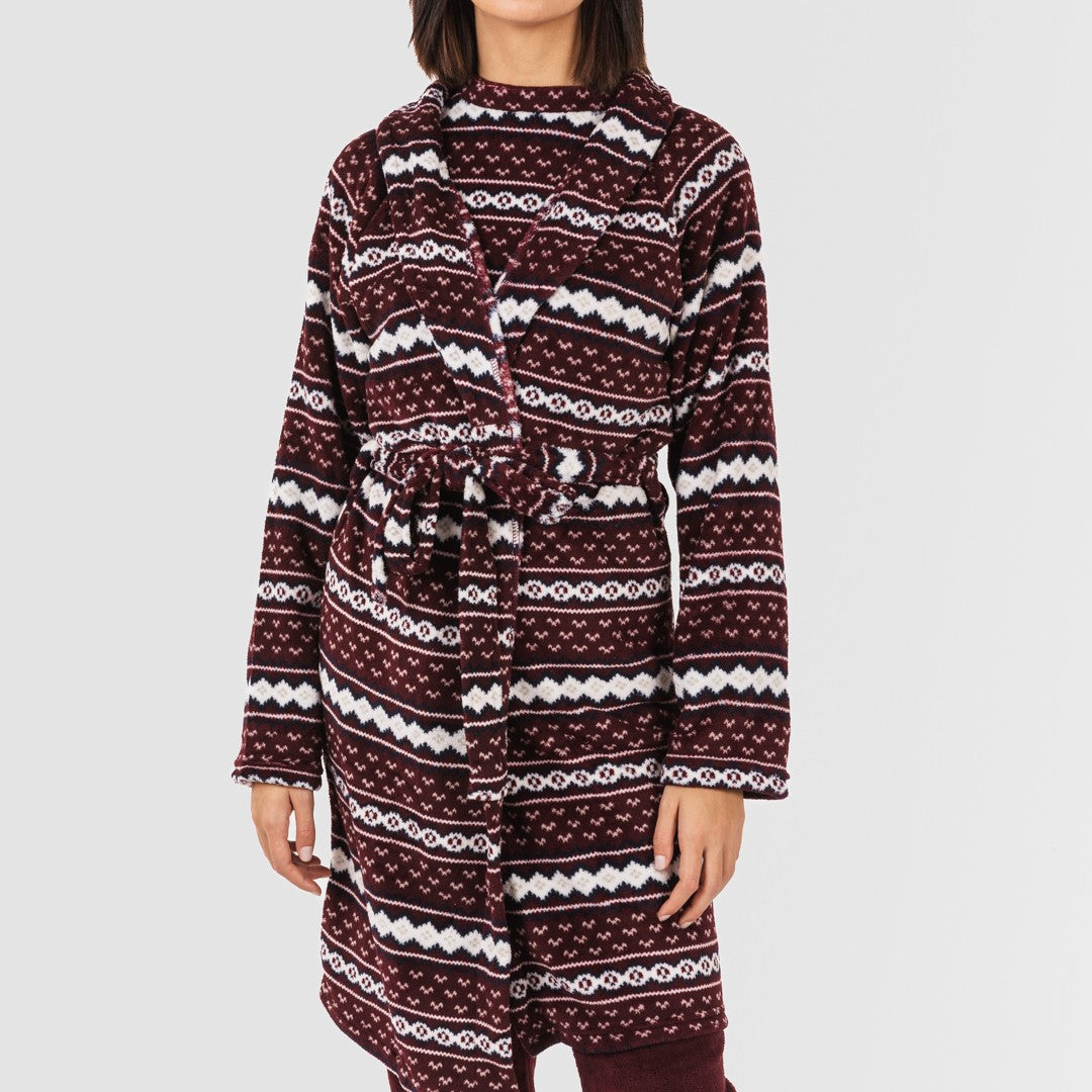 Robe Cronos em tom borgonha coral