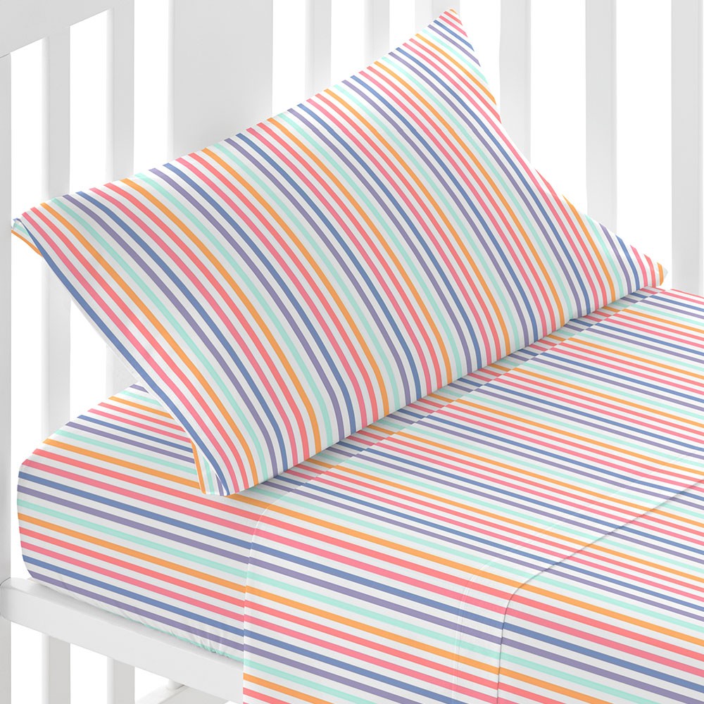 Conjunto de lençóis de berço em algodão com listras de Praga