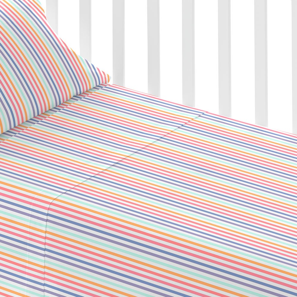 Conjunto de lençóis de berço em algodão com listras de Praga