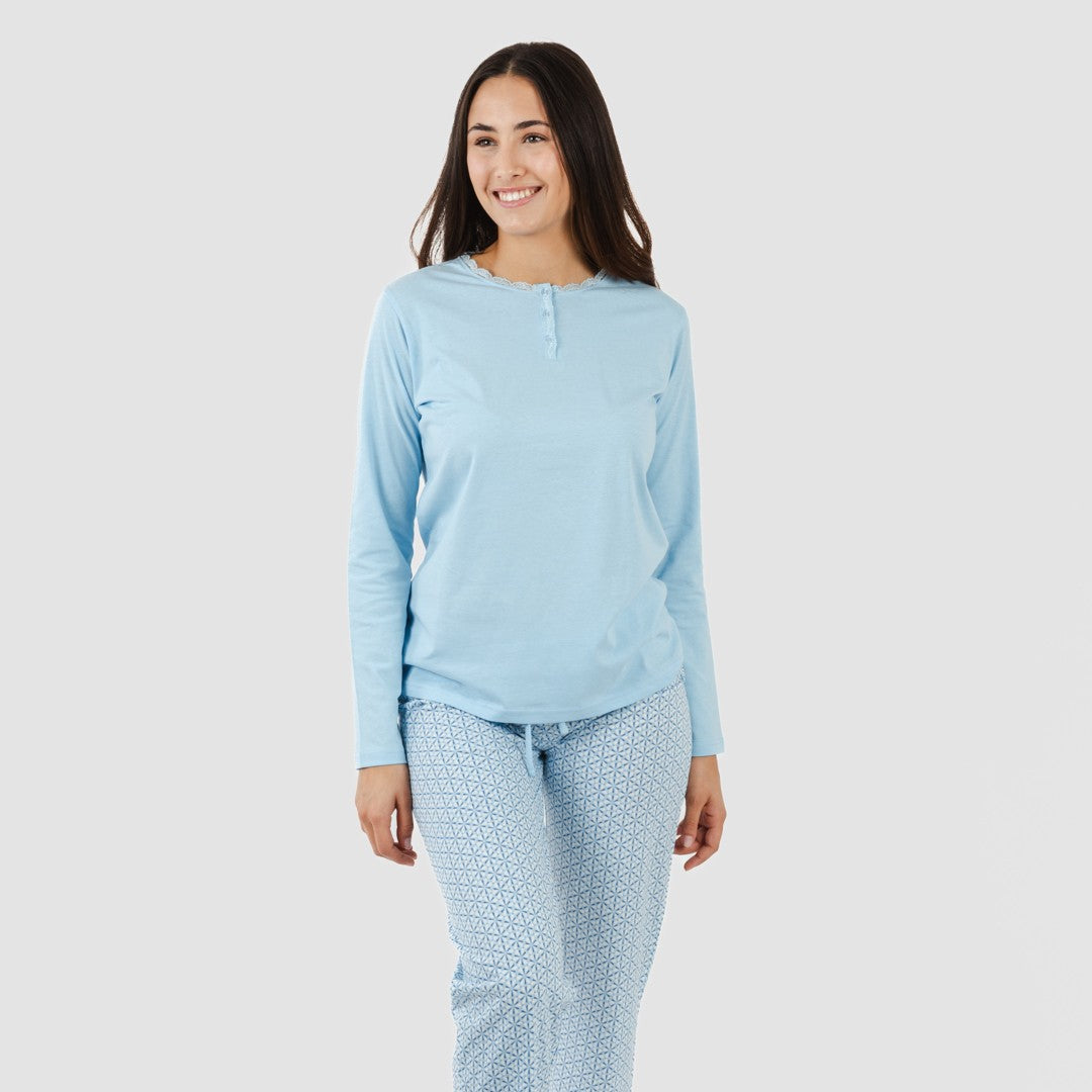 Pijama comprido Timon de algodão azul claro