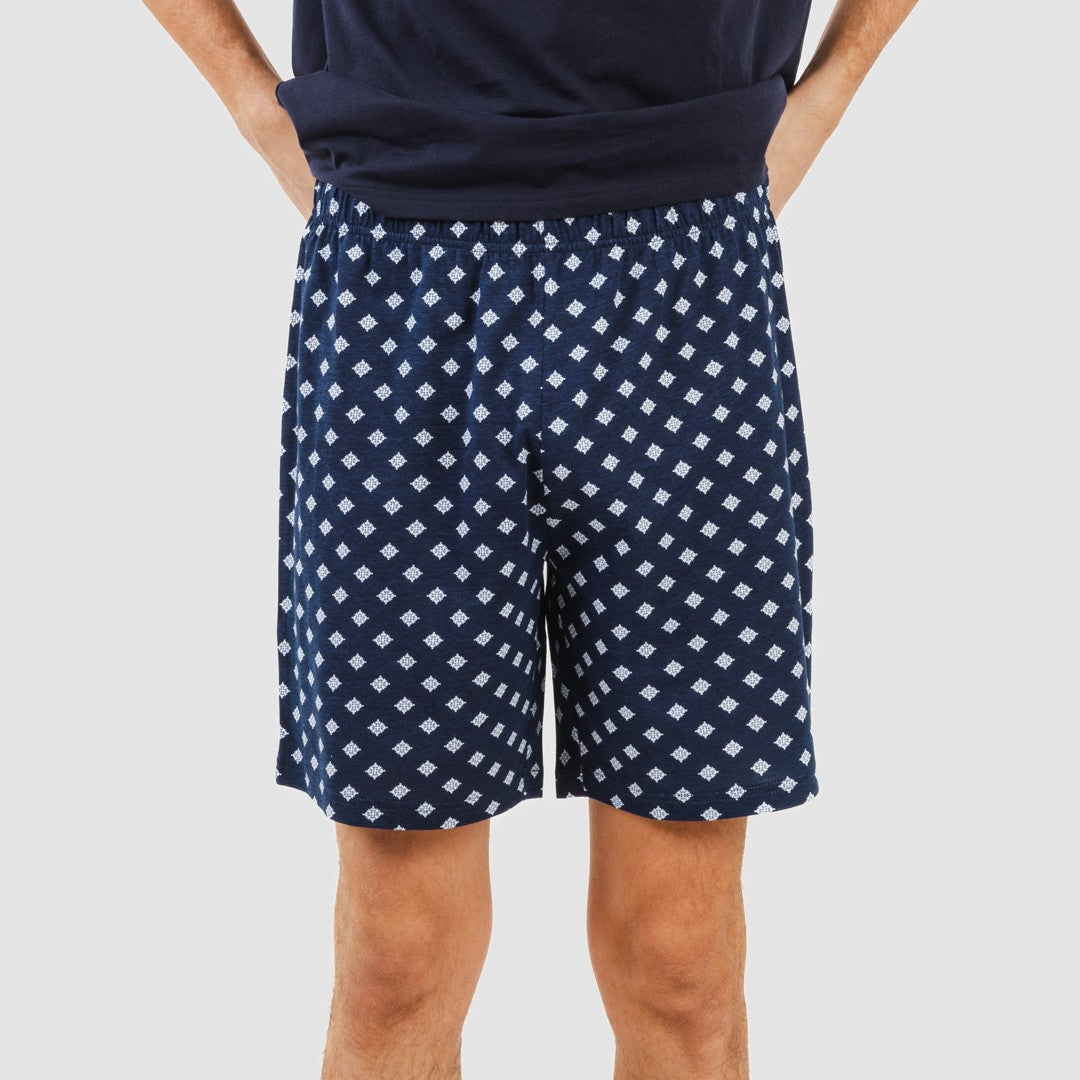 Pijama curto masculino Missy em algodão, azul marinho