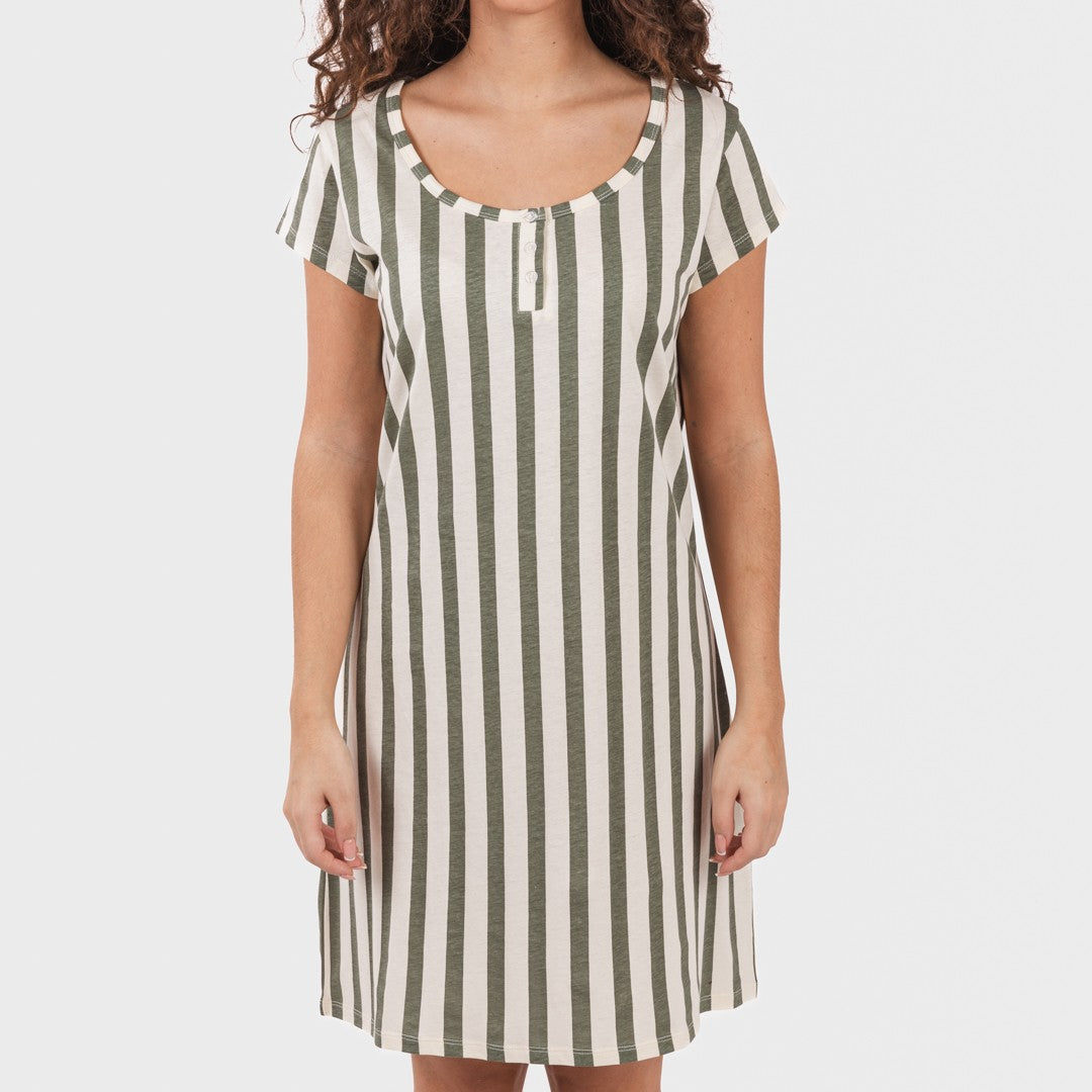 Blusa de algodão listrada verde Avilés