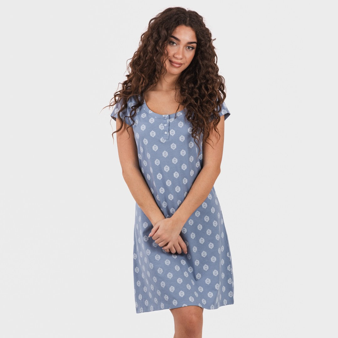 Blusa Garbo de algodão, azul índigo