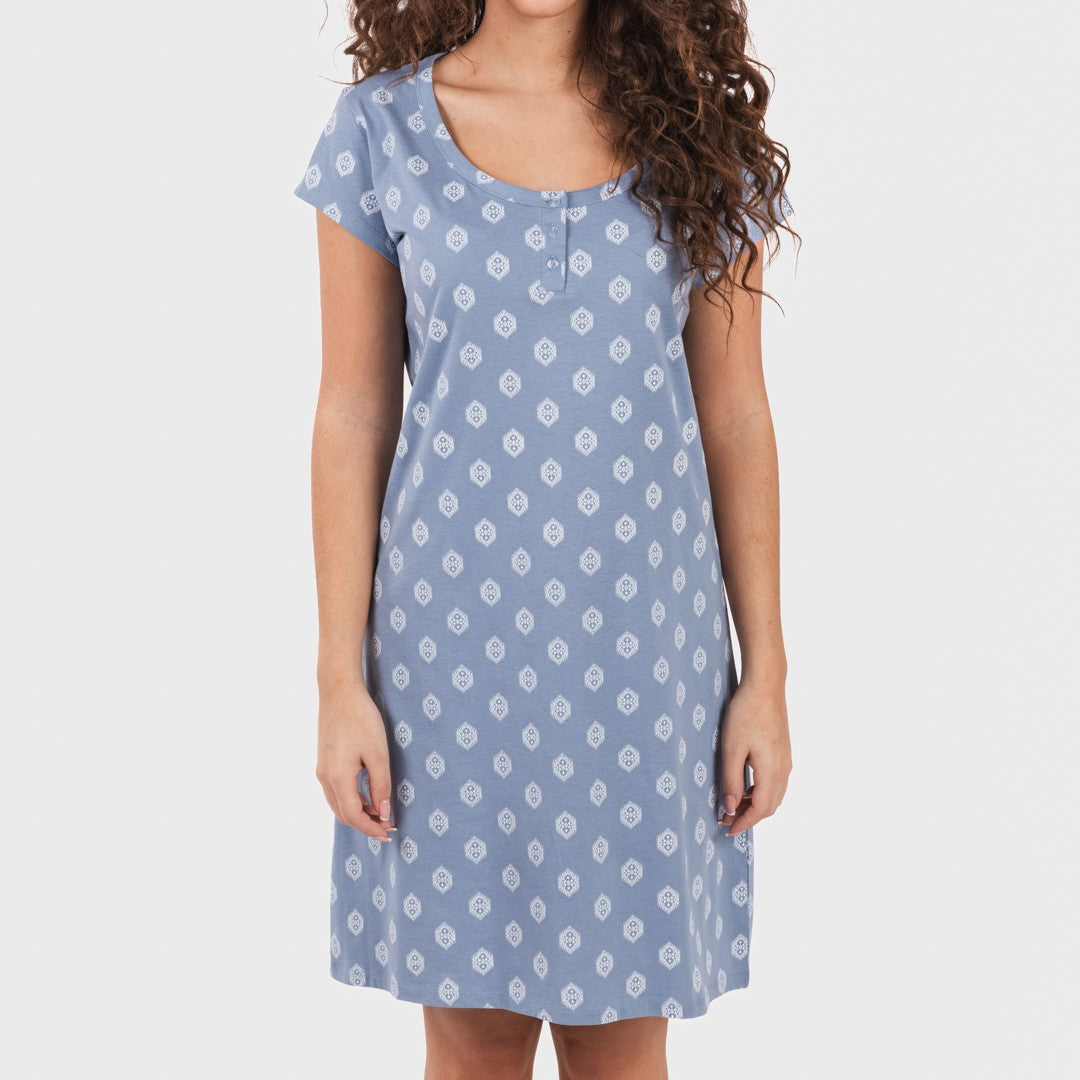 Blusa Garbo de algodão, azul índigo