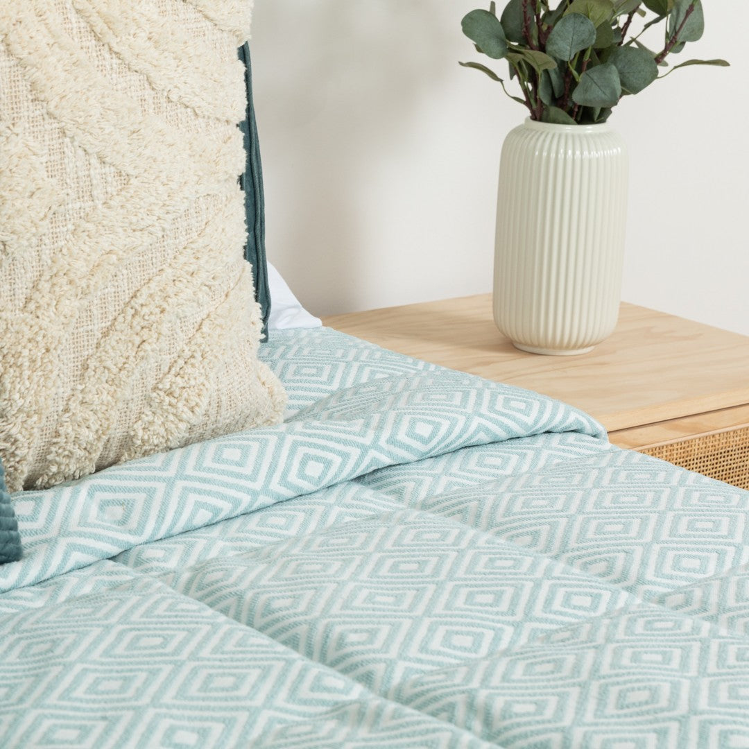 Colcha Andres verde Tiffany em chenille jacquard - 120g