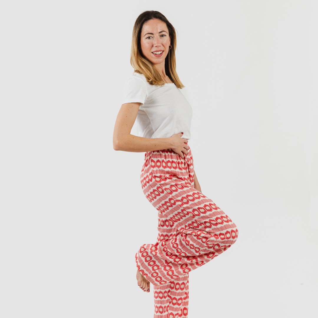 Calças de viscose Pastela morango