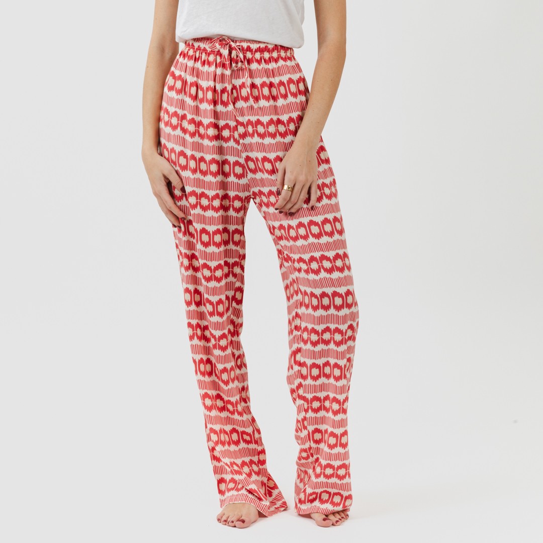 Calças de viscose Pastela morango