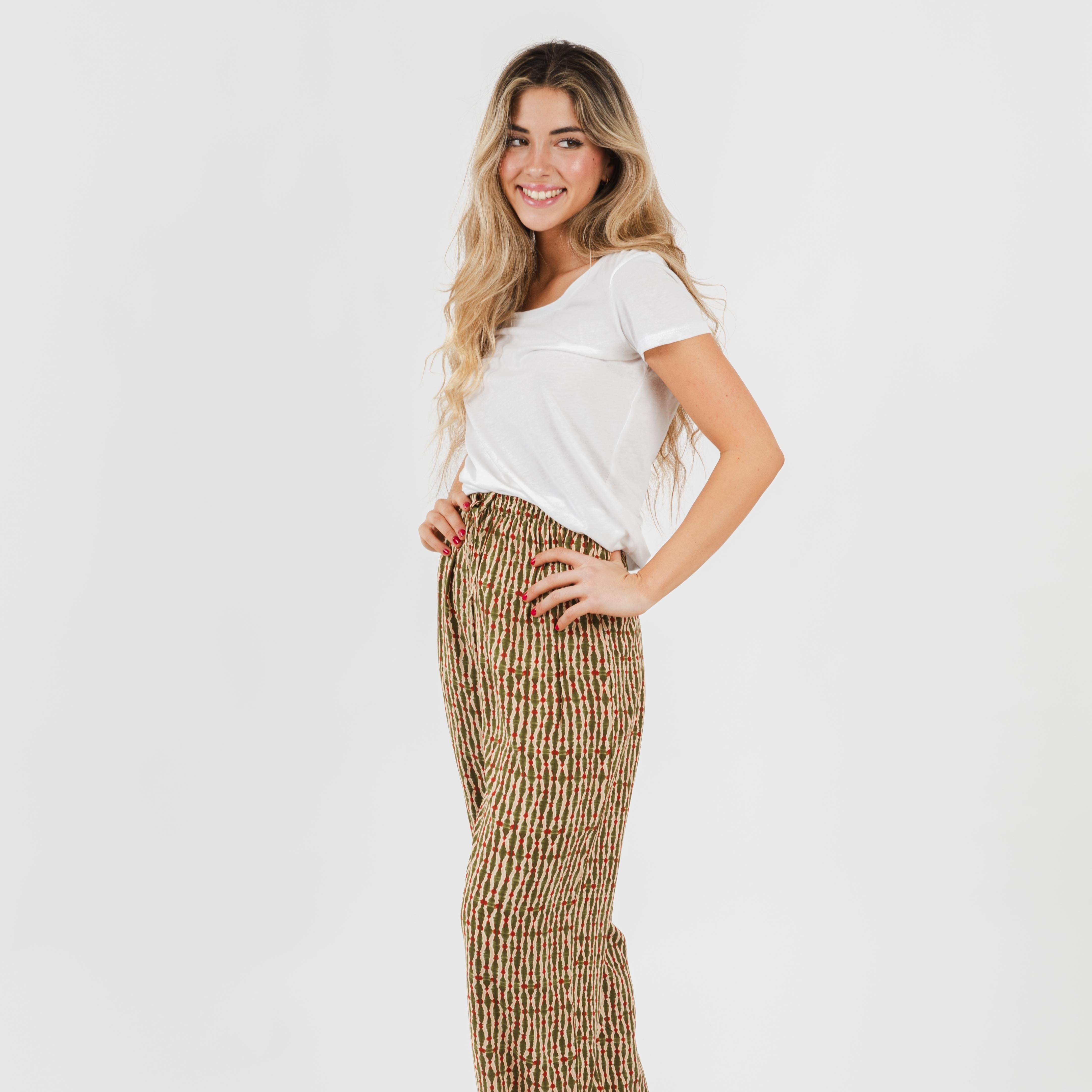 Calças de viscose para caça Erina verde