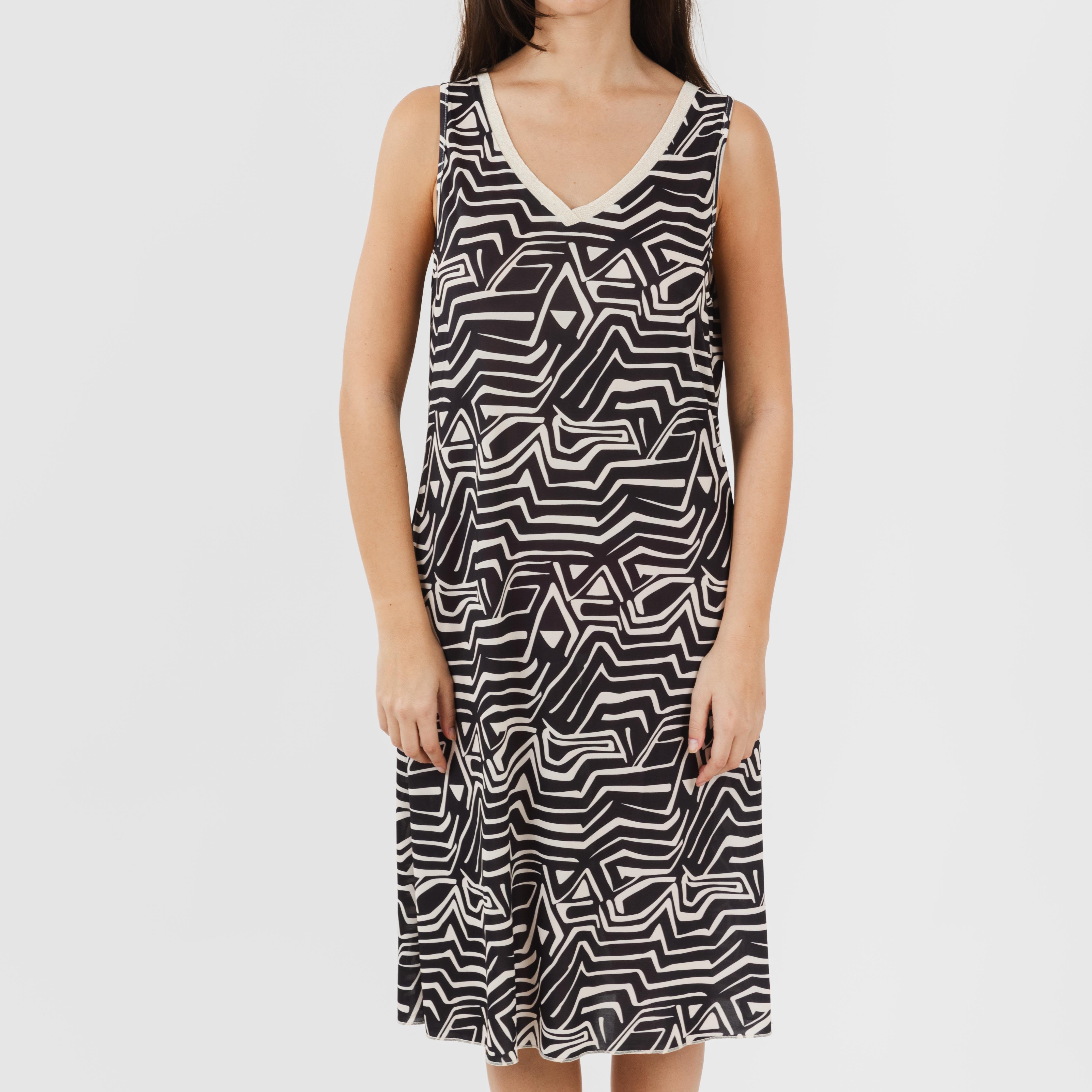 Vestido midi tirantes soft Guiomar beige negro