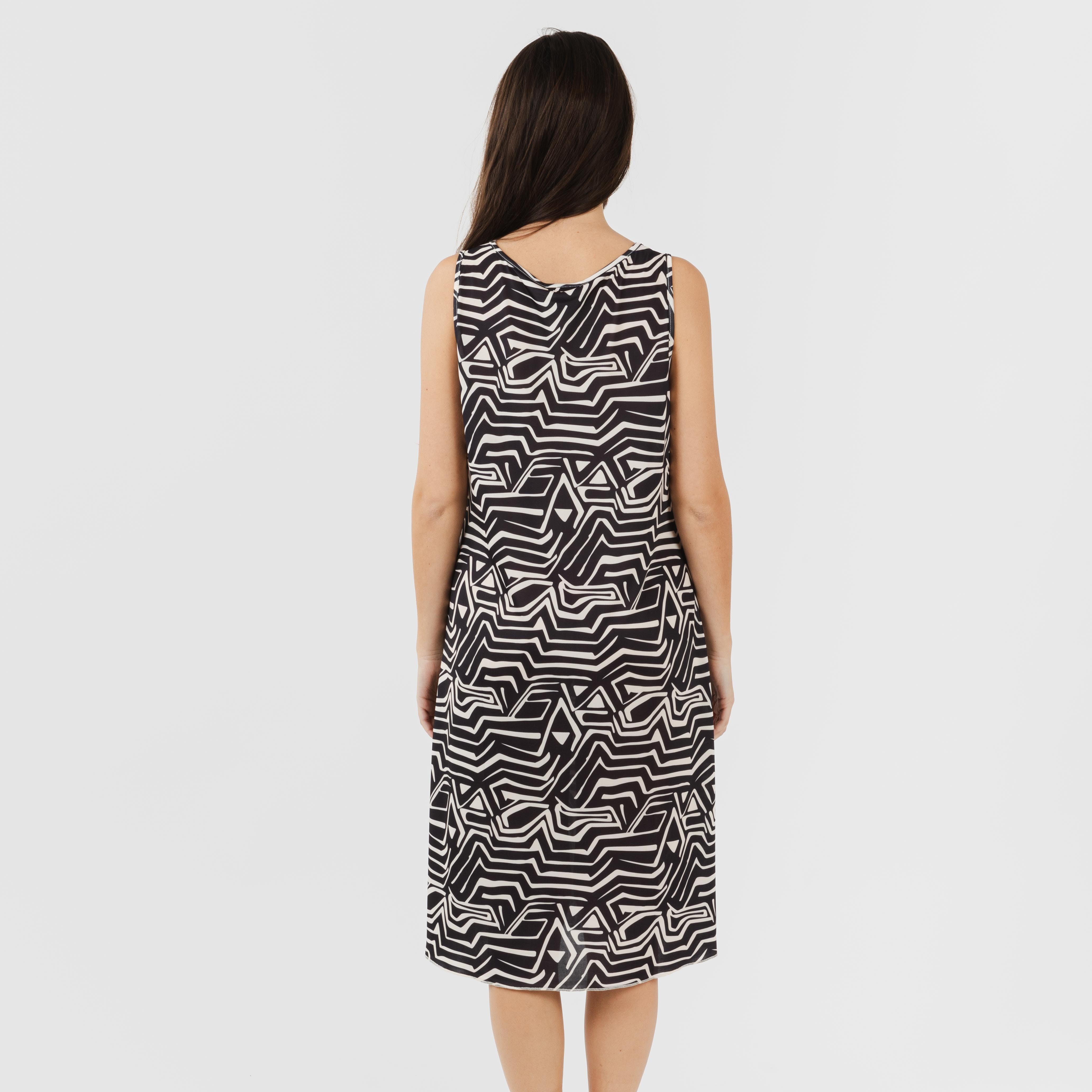 Vestido midi tirantes soft Guiomar beige negro