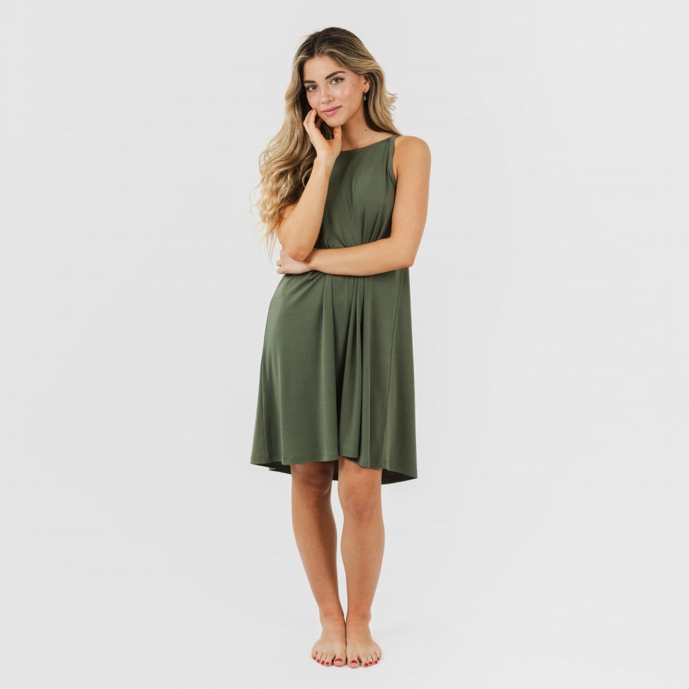 Vestido curto de crepe com alças