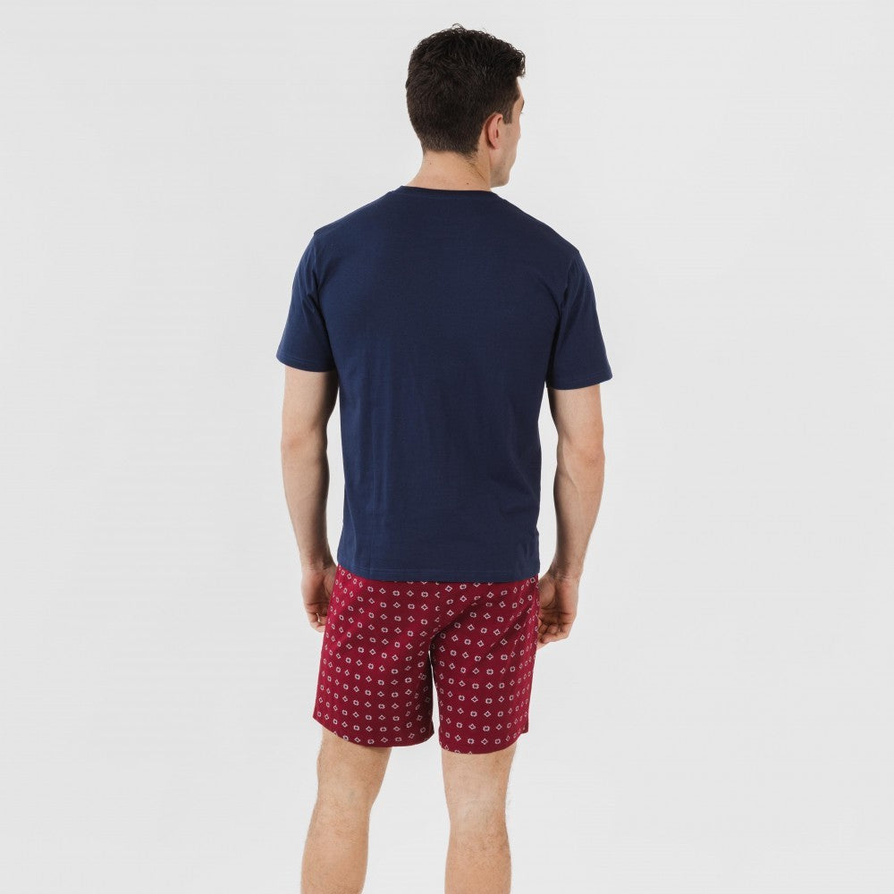 Pijama curto masculino Loui em algodão azul marinho