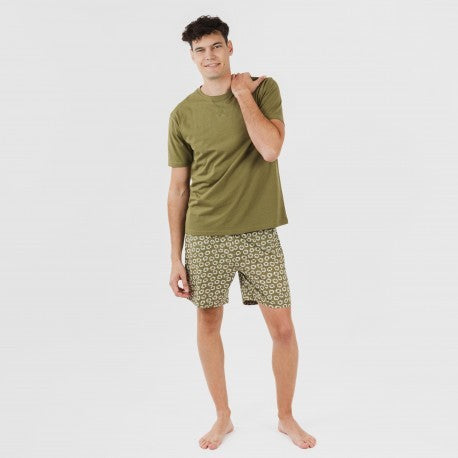 Pijama curto masculino Khalil em algodão verde