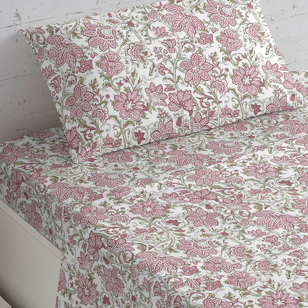 Jogo de lençol de algodão Camelia marsala