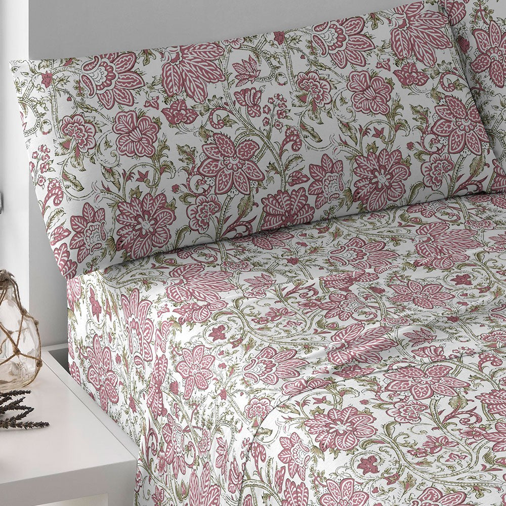 Jogo de lençol de algodão Camelia marsala