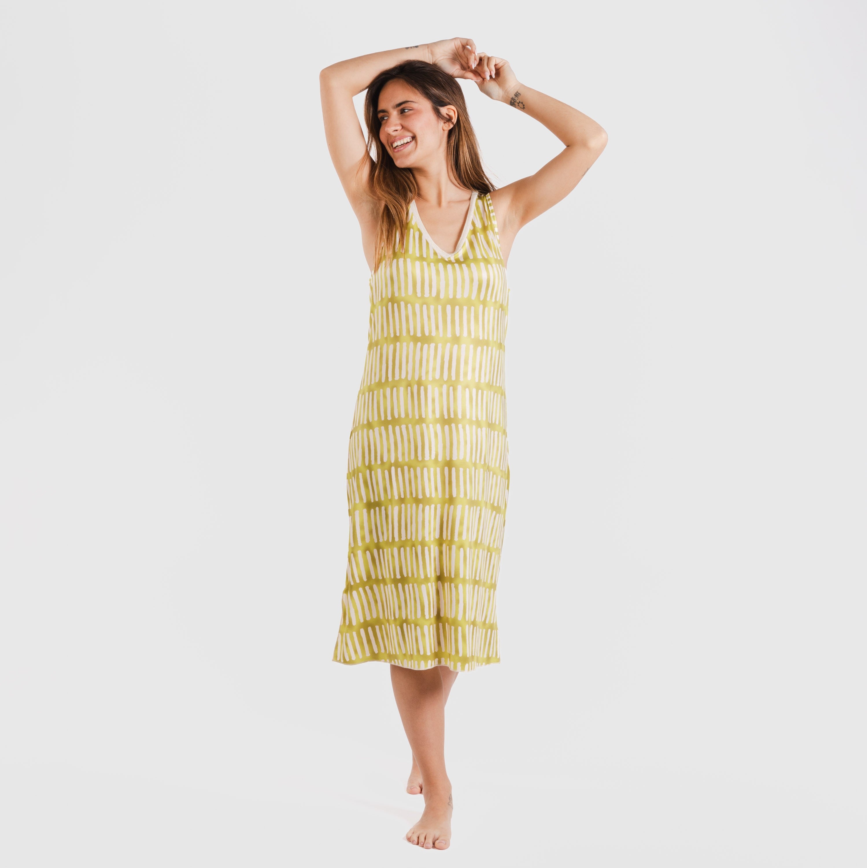 Vestido midi tirantes soft Lemonade verde lima