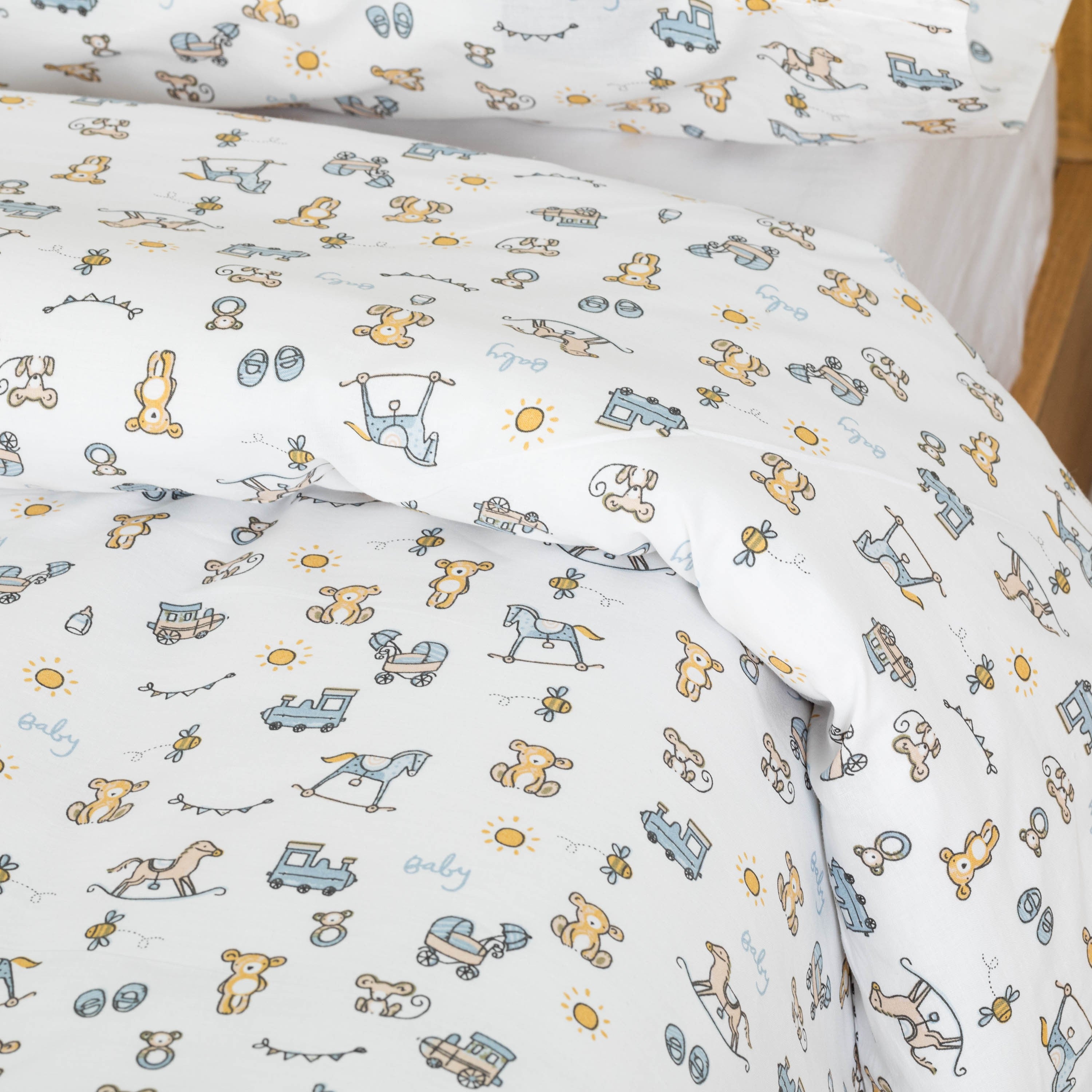 Capa de edredão algodão Nico azul celeste