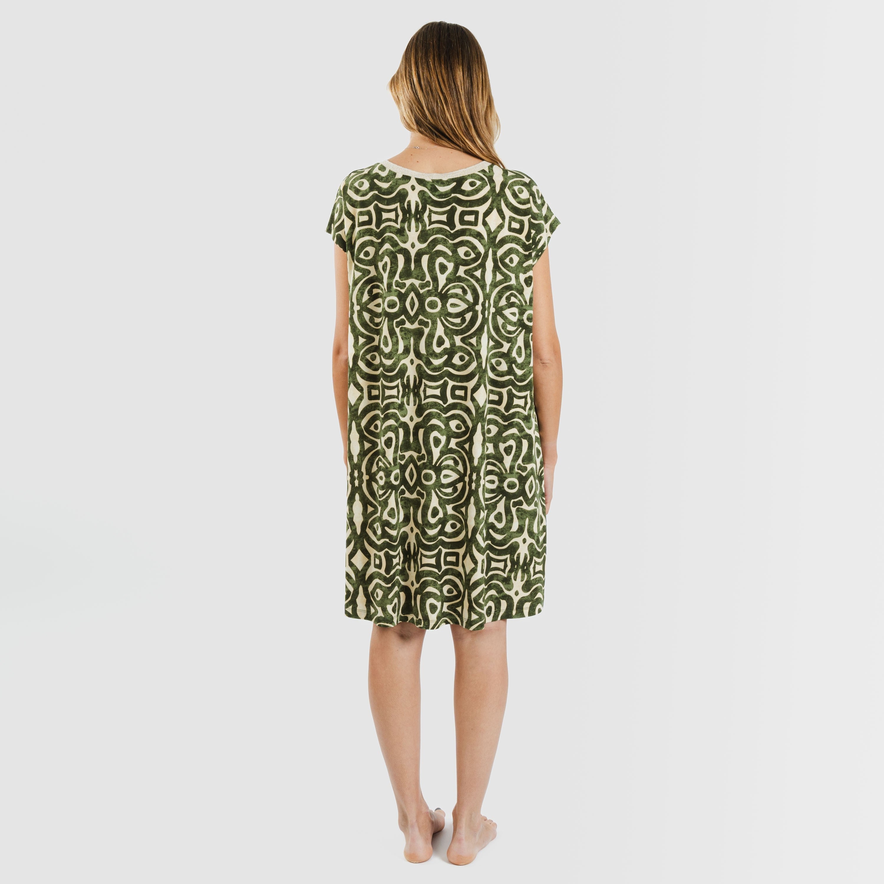 Vestido de caça verde Premura com mangas esvoaçantes