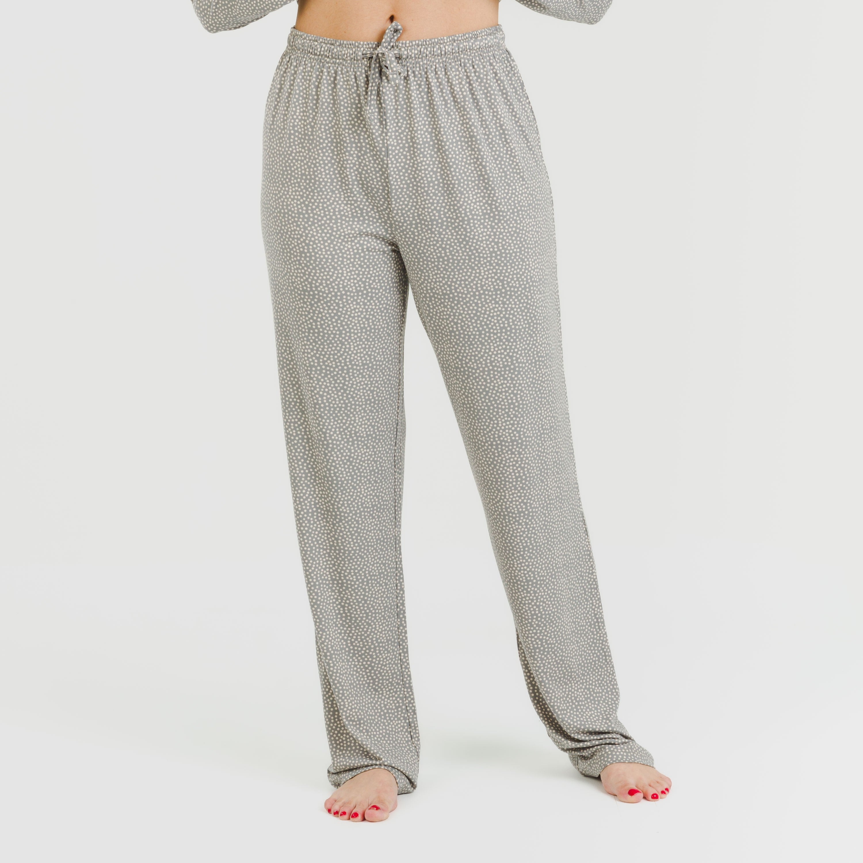 Pijama longo feminino Lolenda, macio, cinza carvão