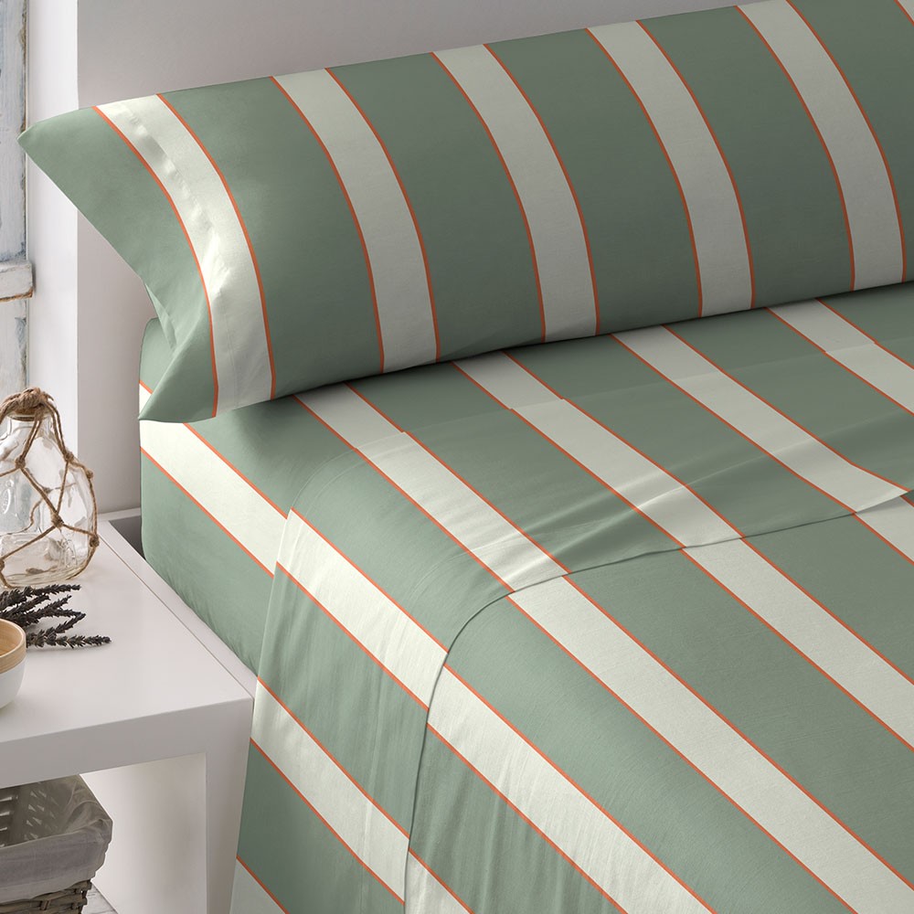 Conjunto de lençóis de algodão listrados para caça Marita Green
