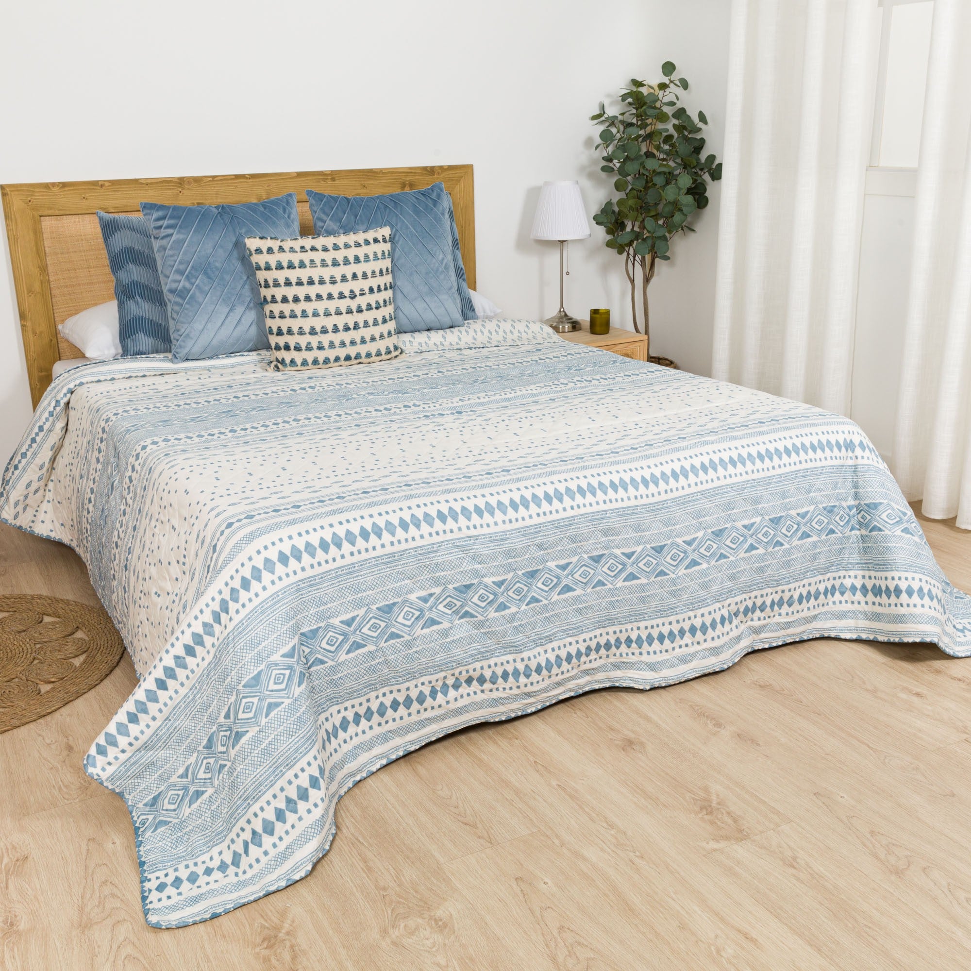 Colcha Zorione índigo bouti