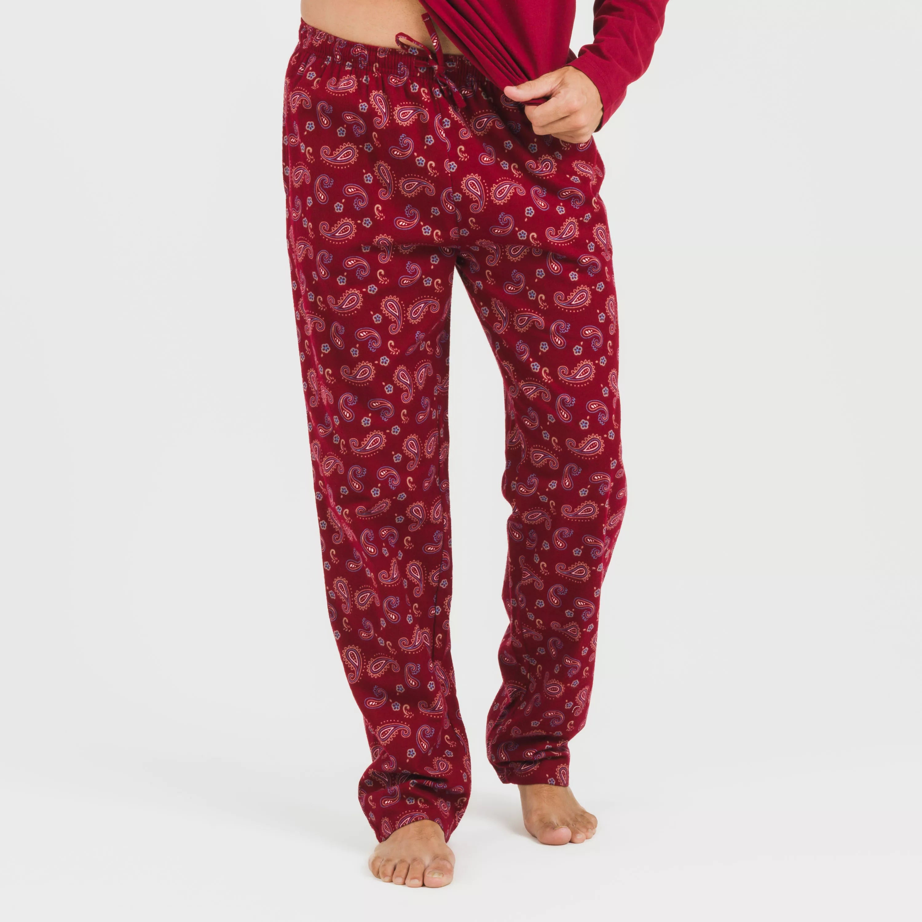 Pijama masculino de flanela Phylis bordeaux