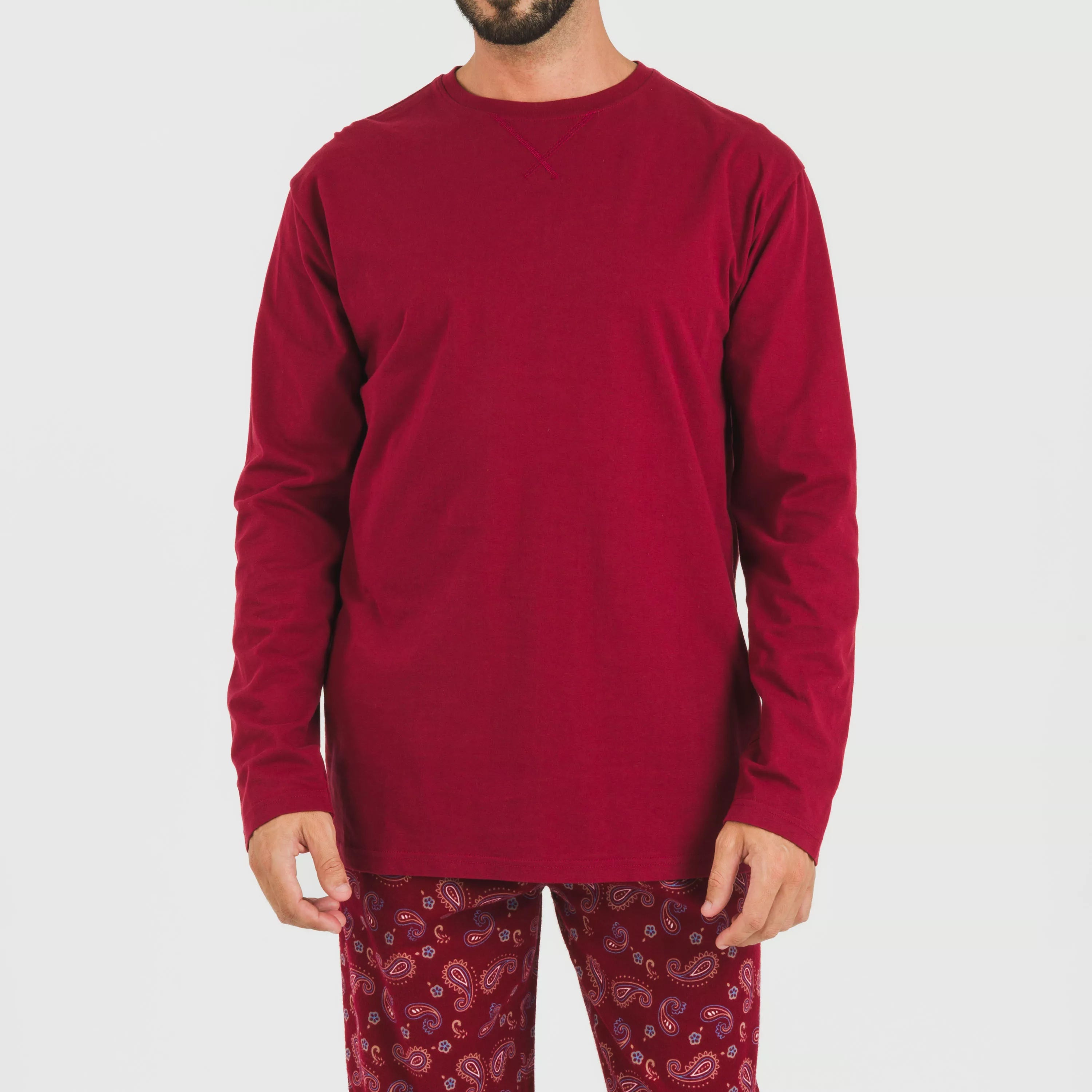 Pijama masculino de flanela Phylis bordeaux