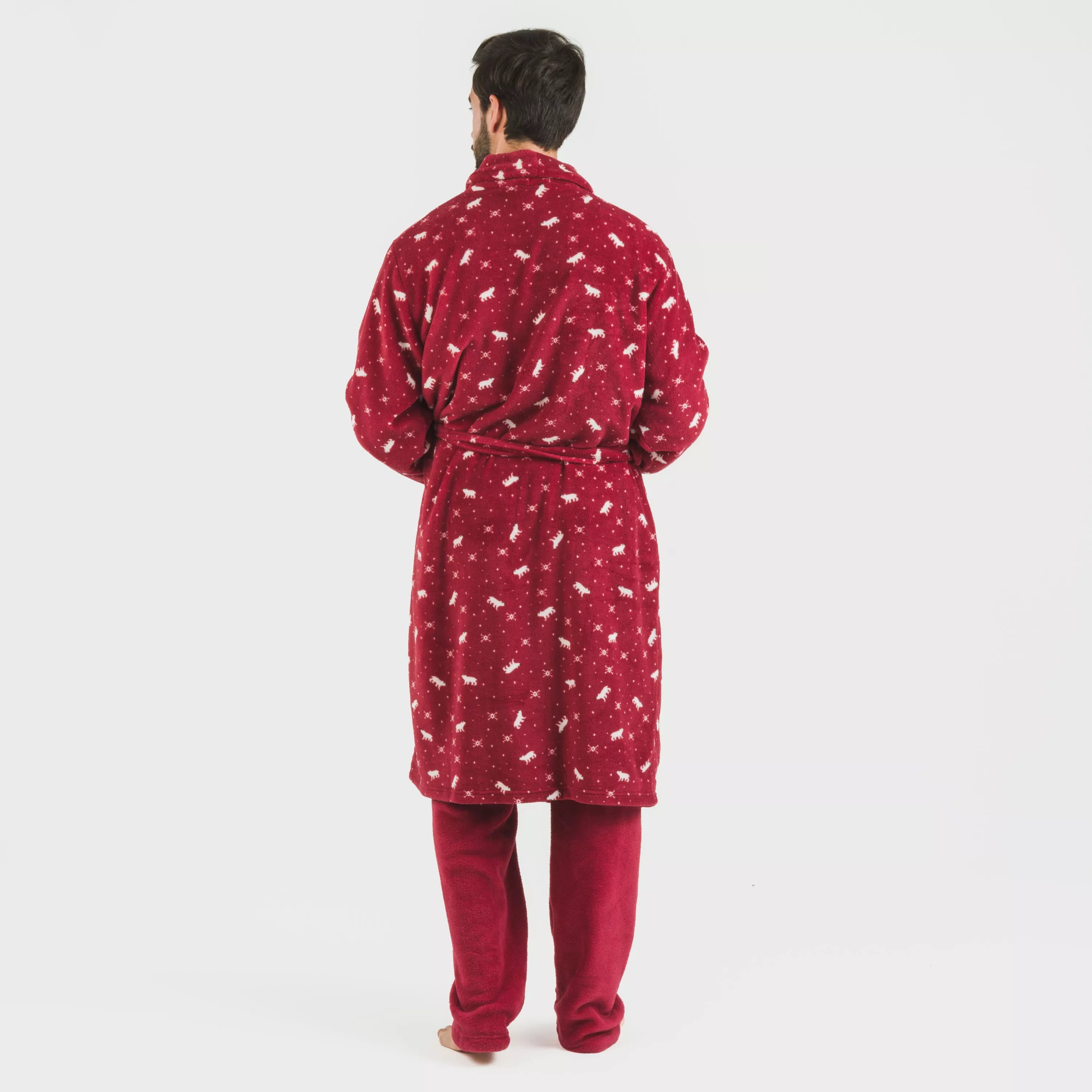 Roupão masculino Cody em fleece coral