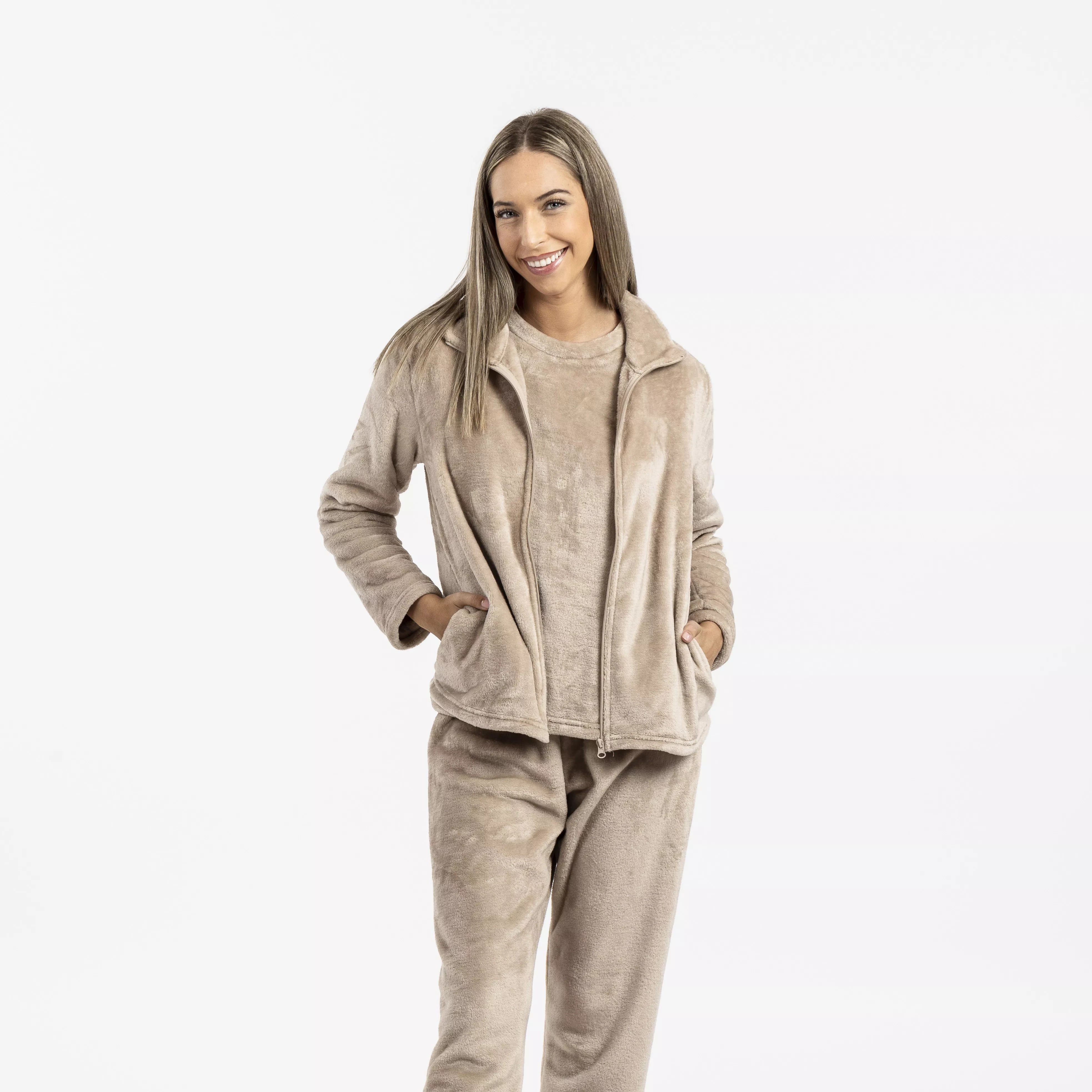 Moletom de veludo bege