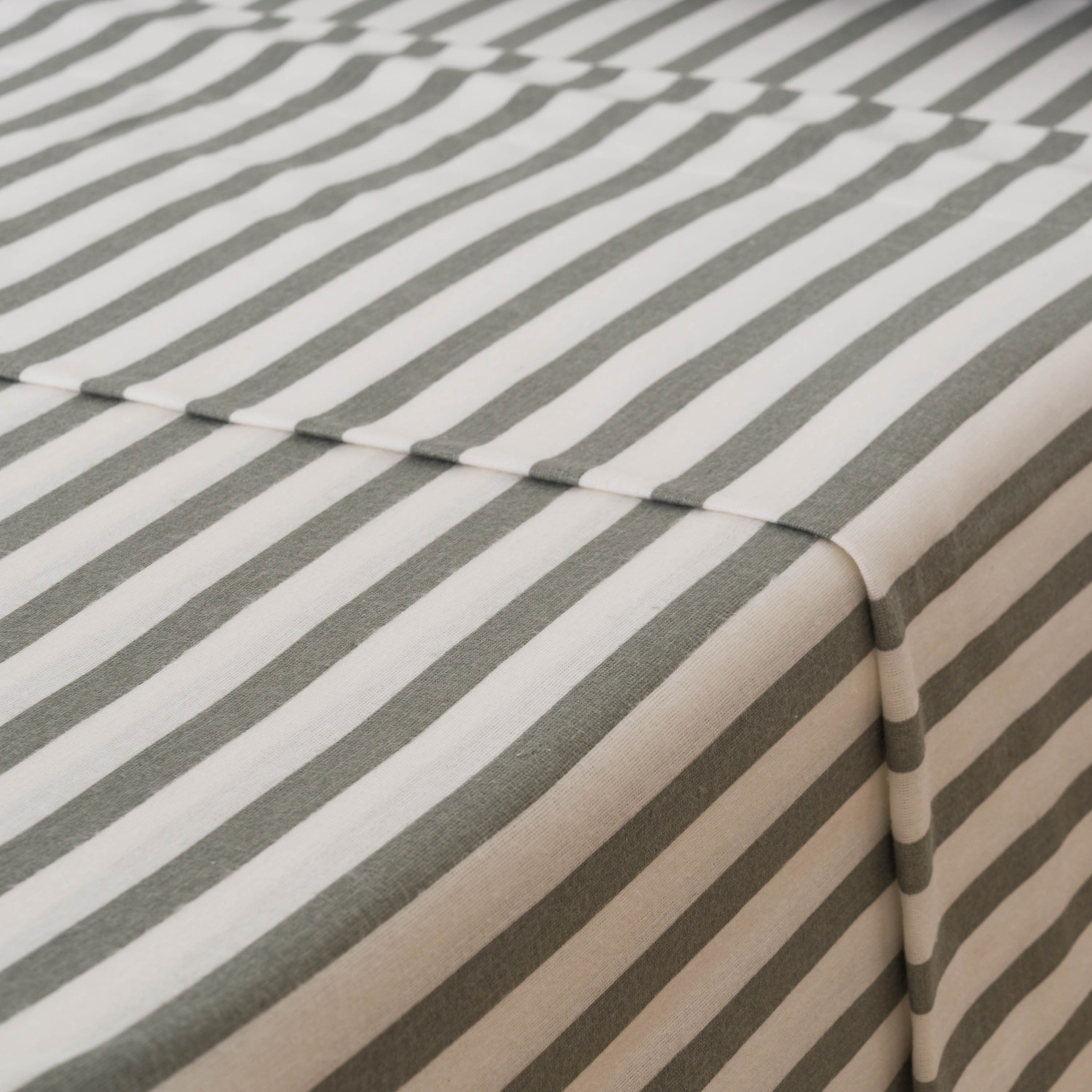 Jogo de lençóis de flanela, listras Aviles, verde-caça