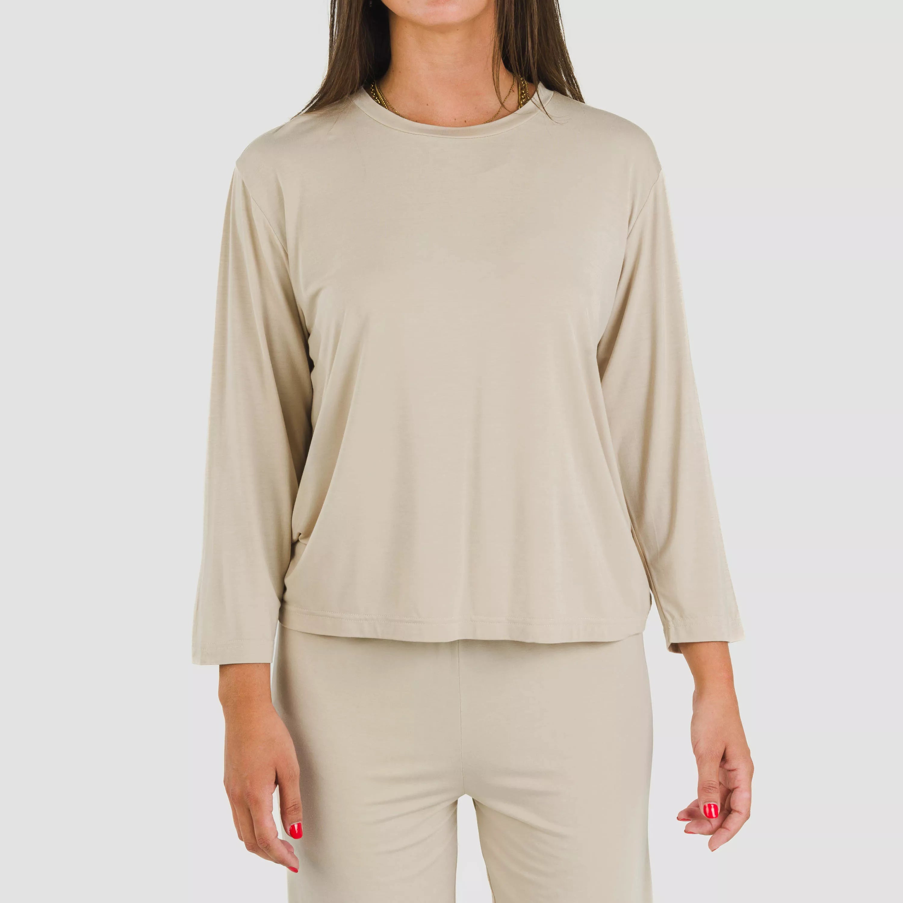 Pijama feminino longo liso de viscose