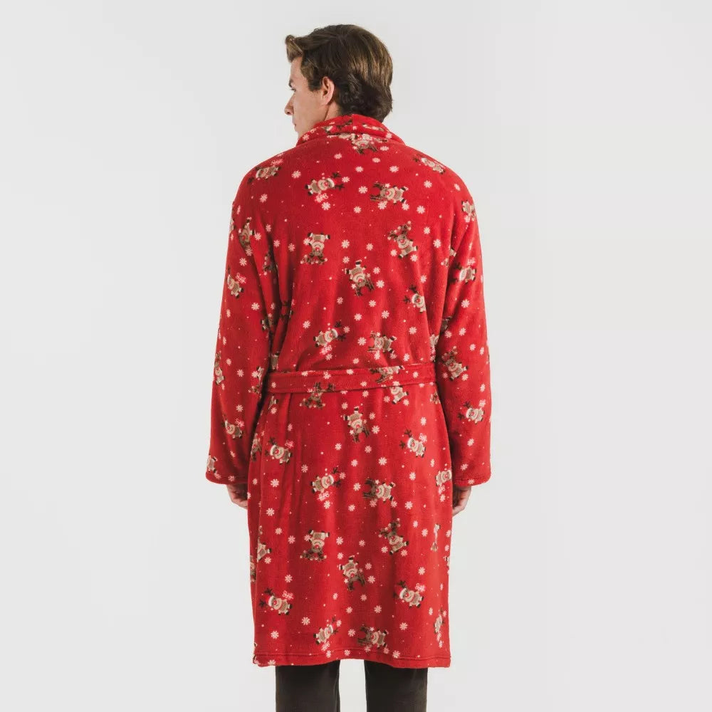 Roupão Rodolfo vermelho coral para homens