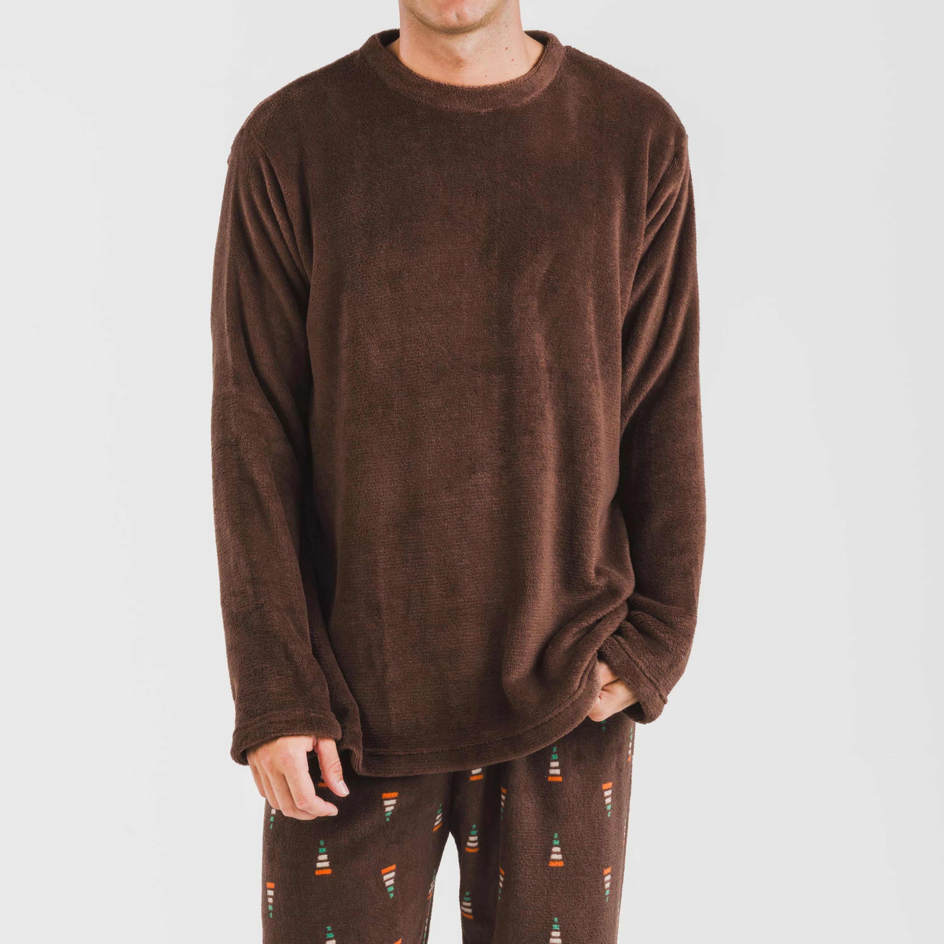 Pijama masculino Pelayo de lã coral marrom